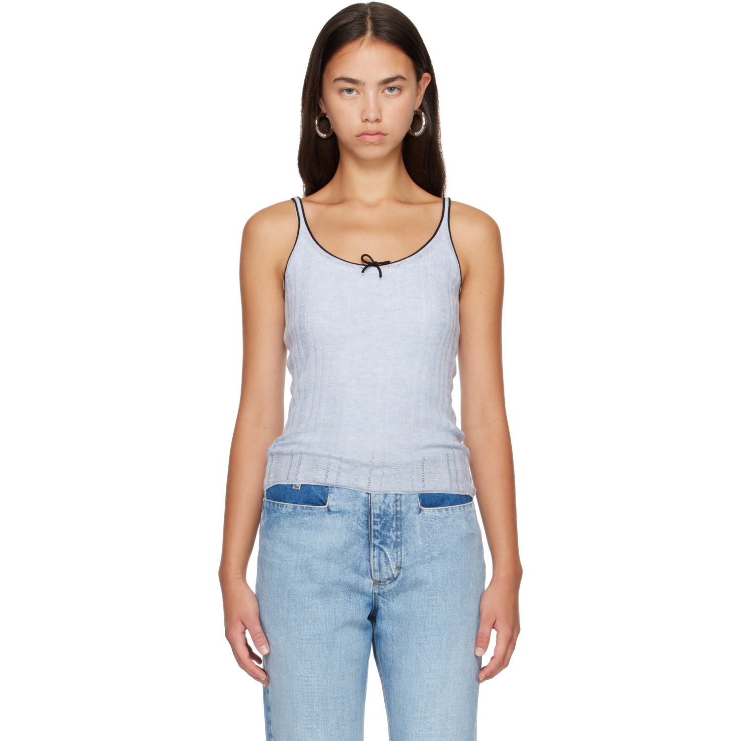 Acne Studios Blue Silk Knit Tank Top