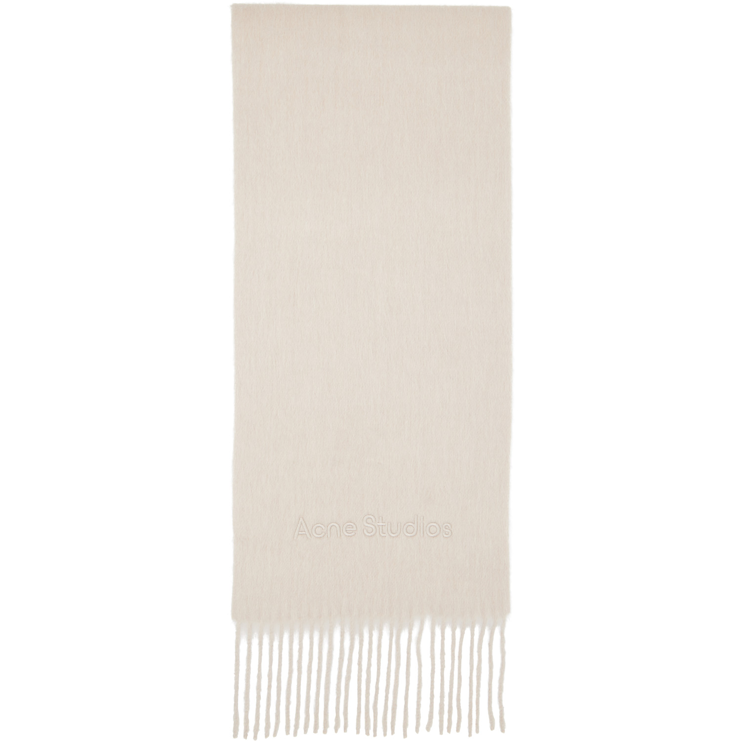 Acne Studios Beige Wool Logo Scarf