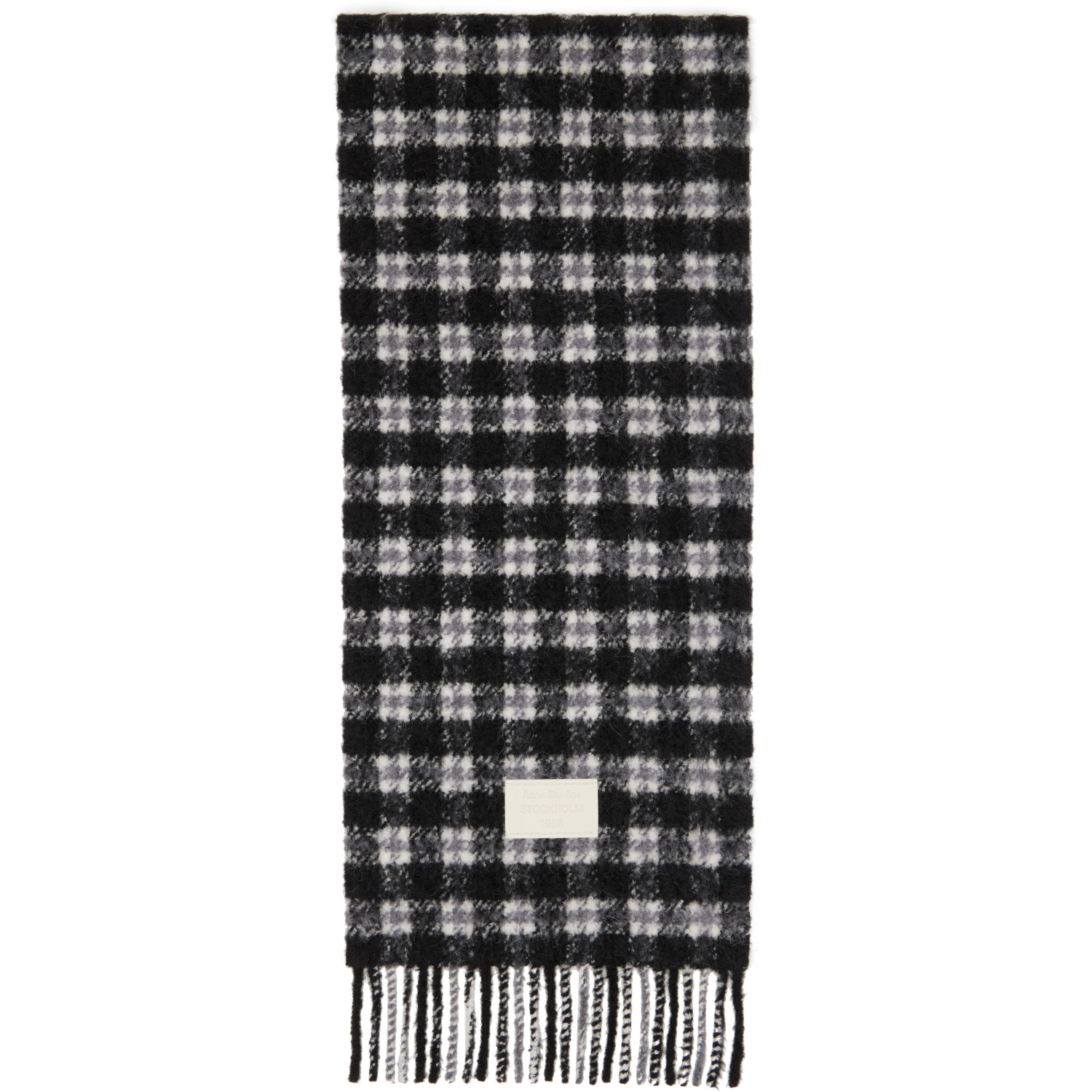 Acne Studios Black & White Checked Logo Scarf