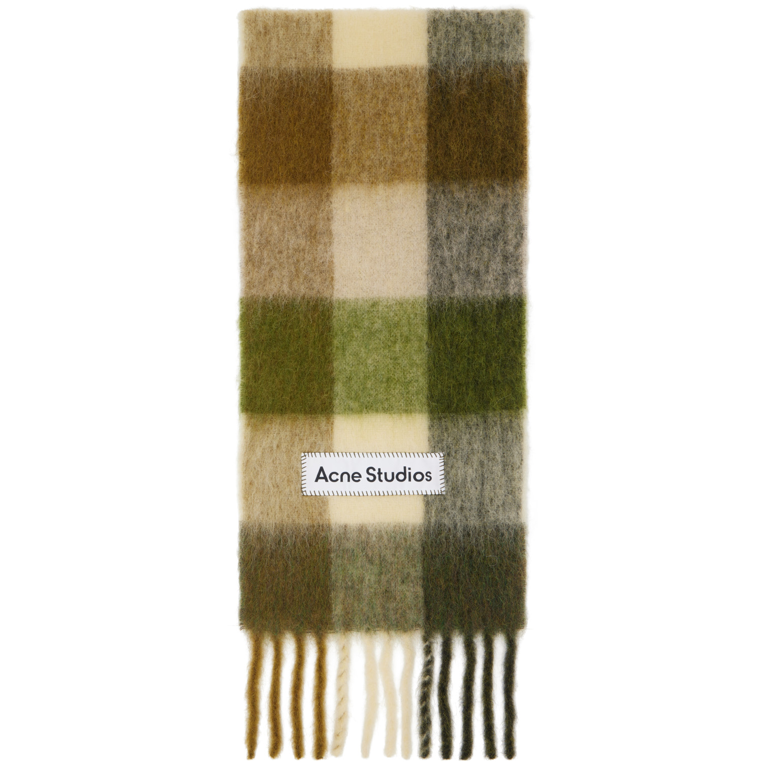 Acne Studios Green Check Wool Scarf