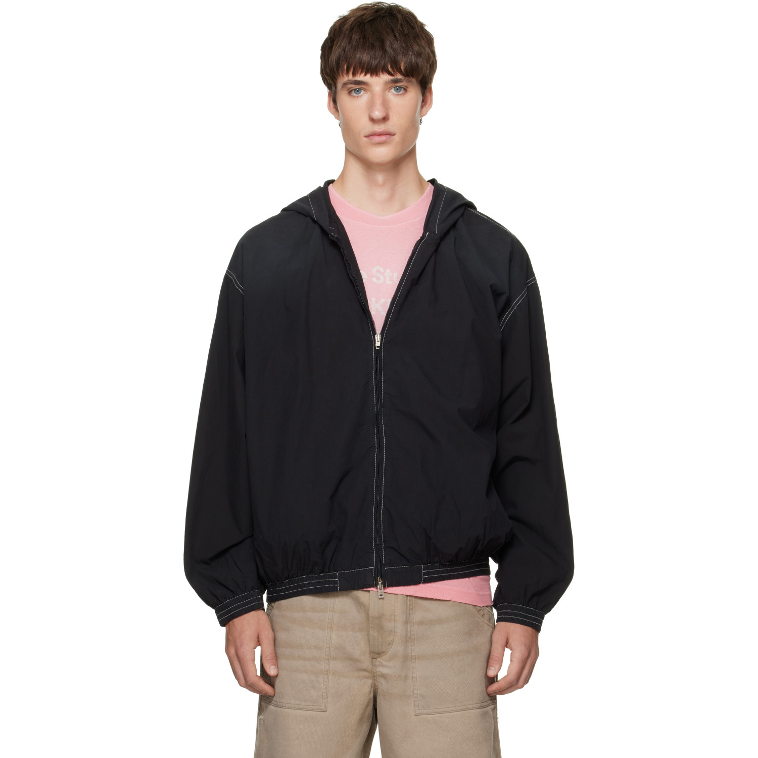 Acne Studios Black Hooded Logo Jacket
