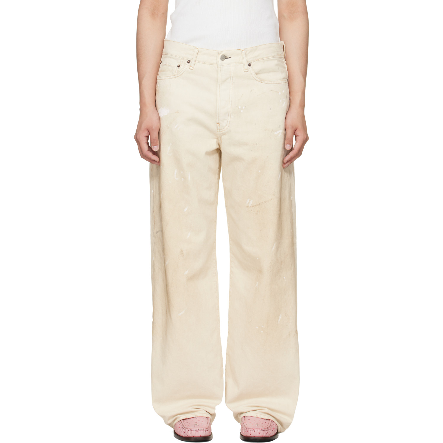 Acne Studios Off-White 1981 U Trafalgar Leather Jeans