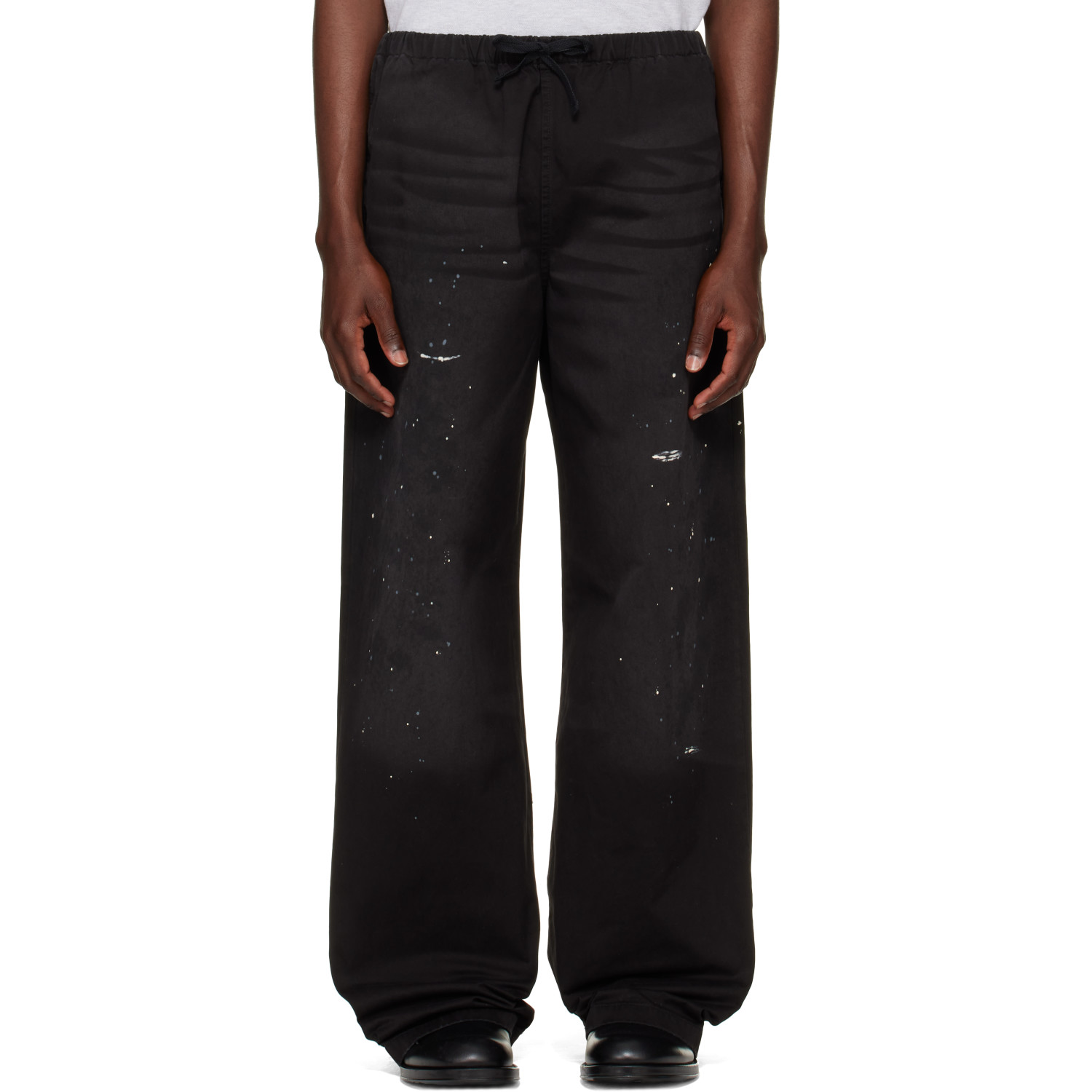 Acne Studios Black Paint Splatter Drawstring Trousers