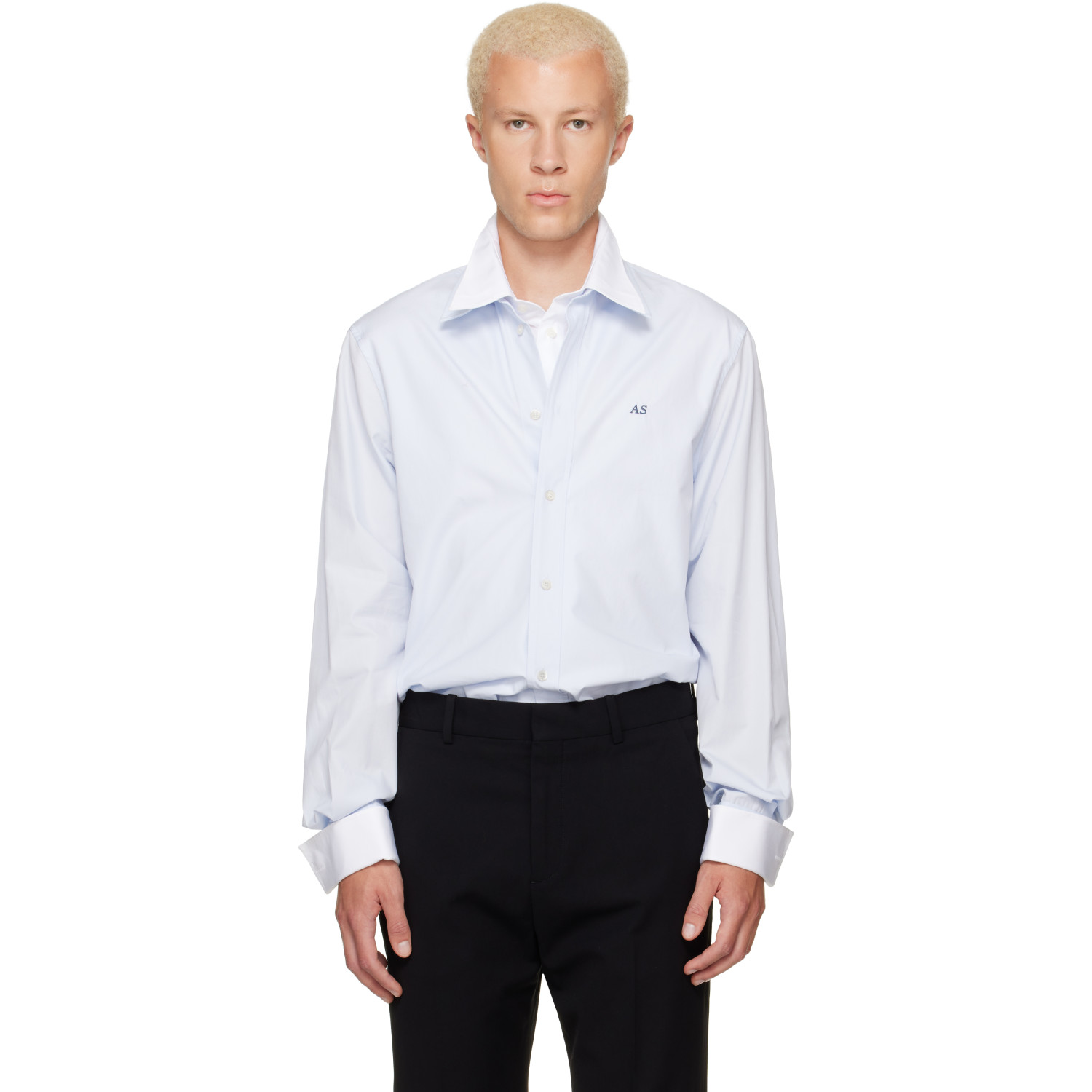Acne Studios Blue Layered Poplin Button-Up Shirt