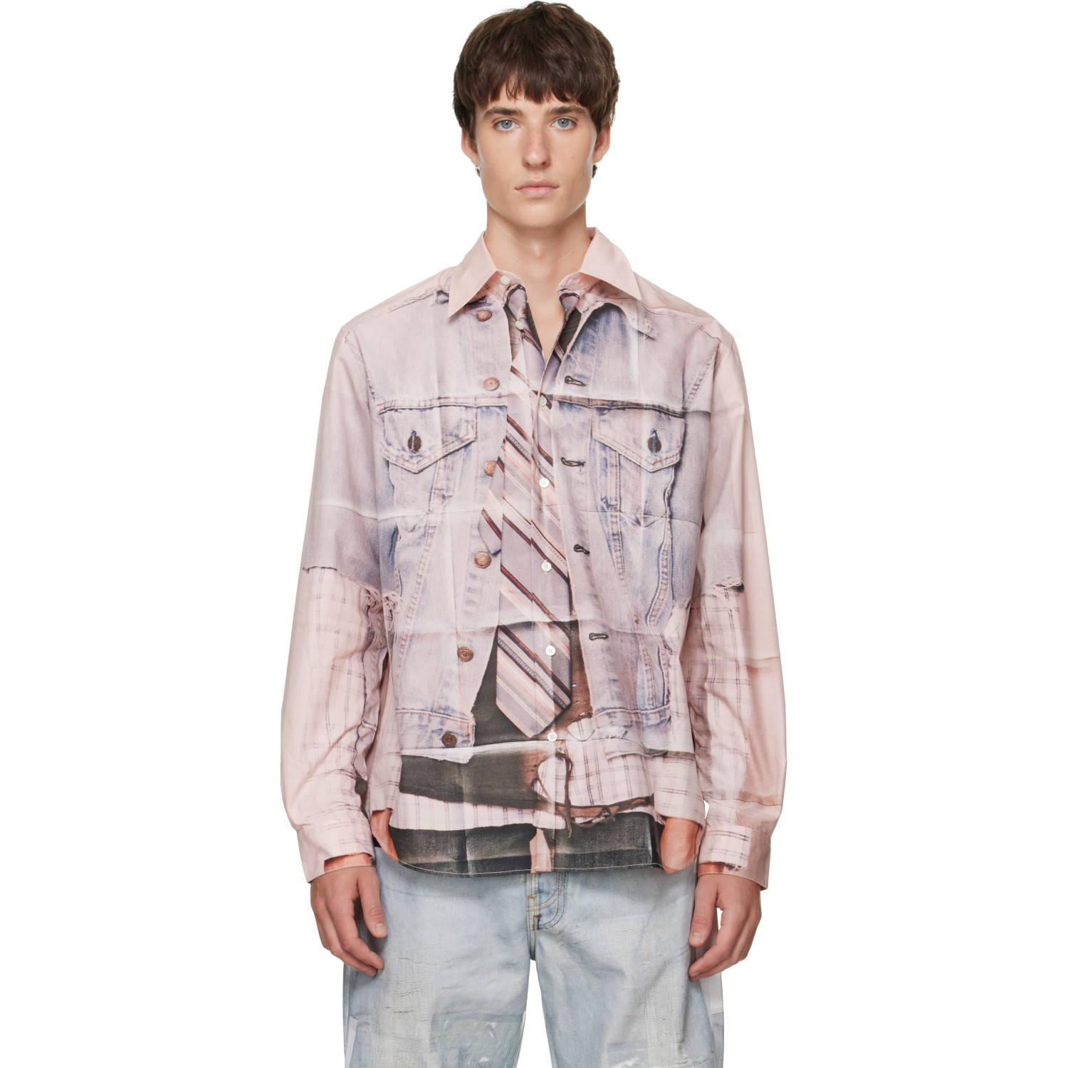 Acne Studios Pink Printed Button-Up Shirt