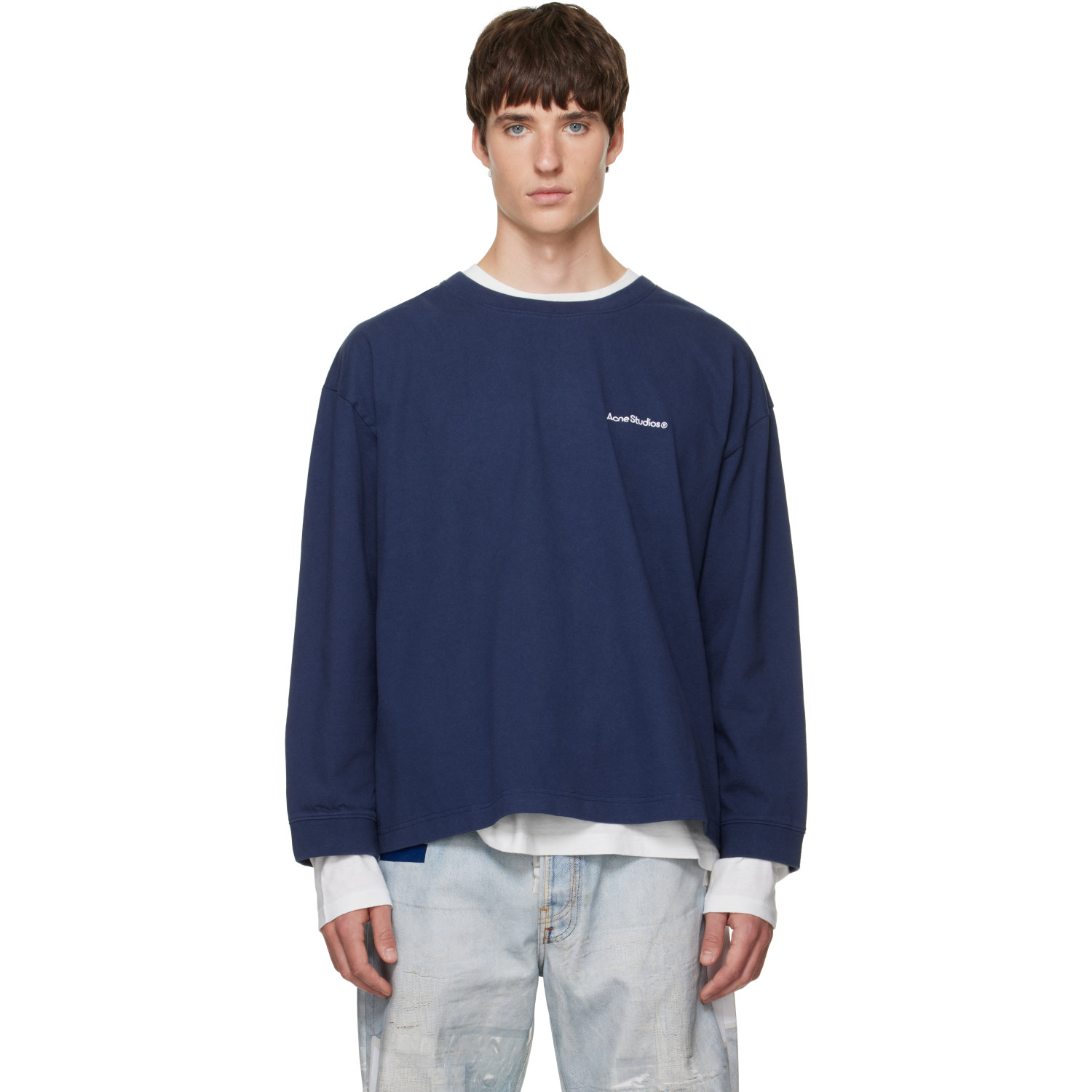 Acne Studios Navy Layered Logo Sweatshirt