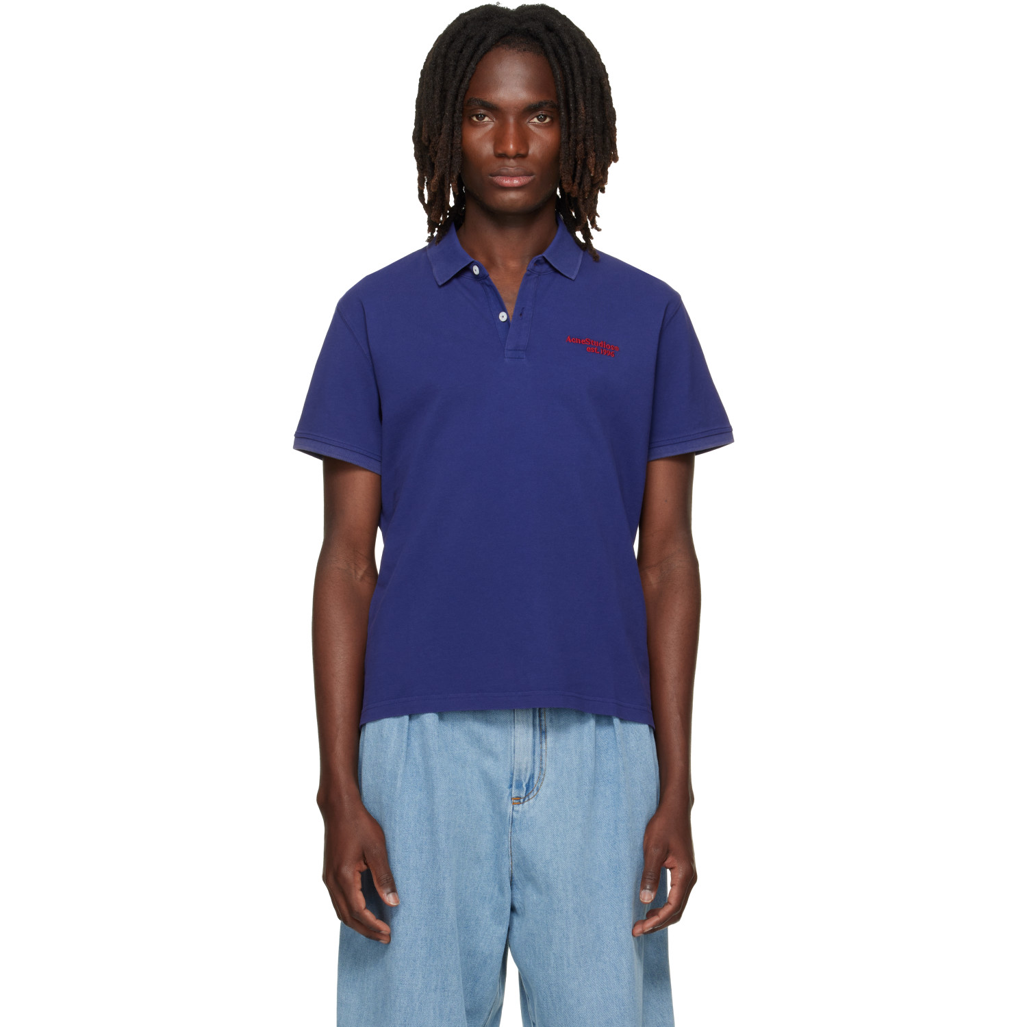 Acne Studios Purple Embroidered Logo Polo
