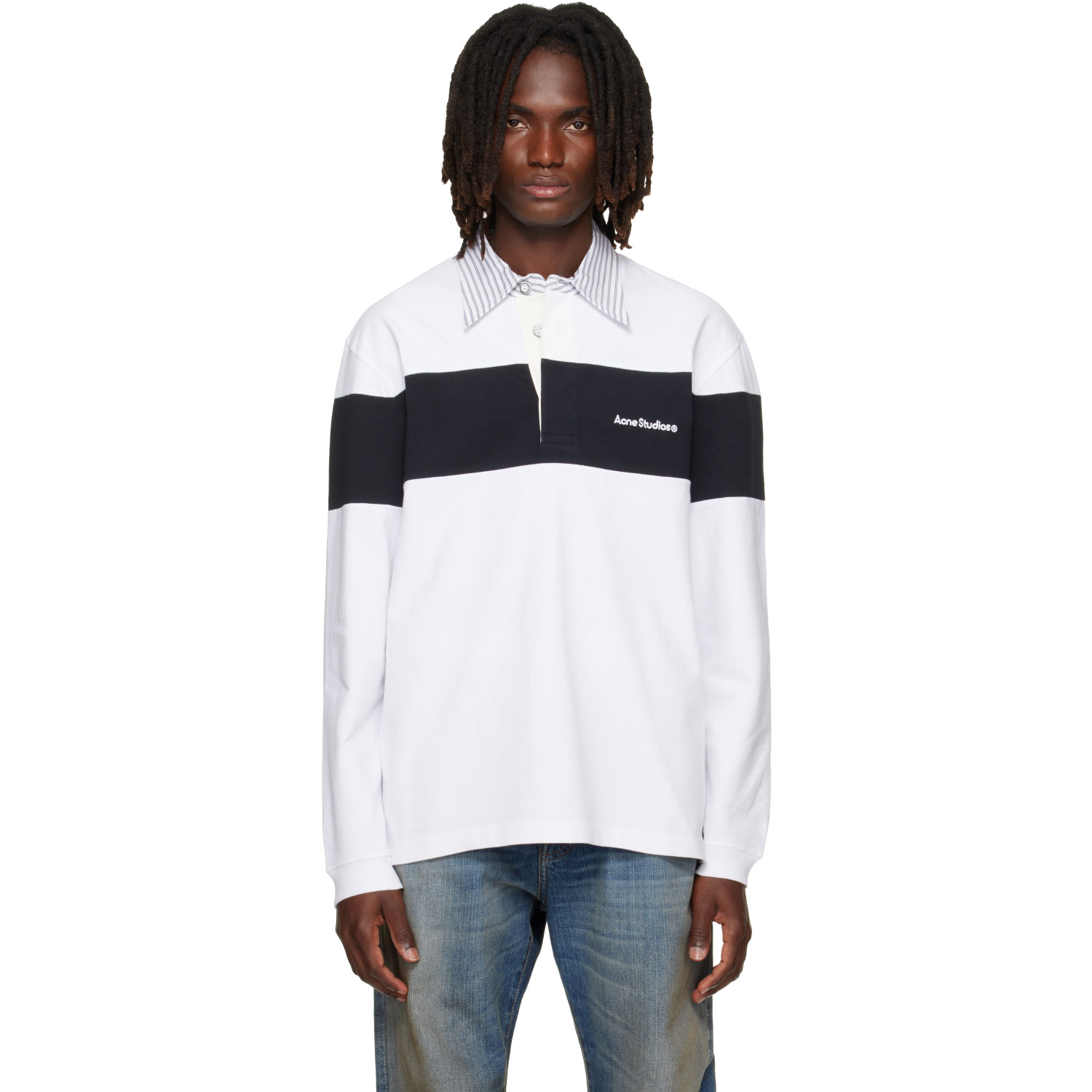 Acne Studios Black & White Striped Polo