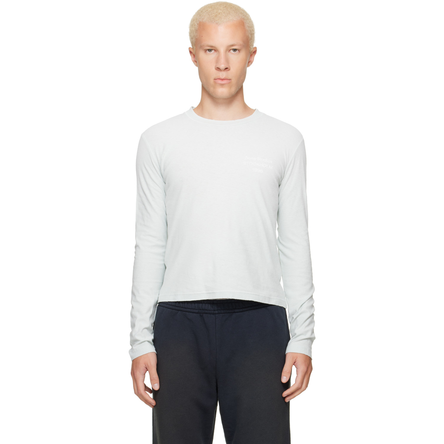 Acne Studios Green Distressed Logo T-shirt