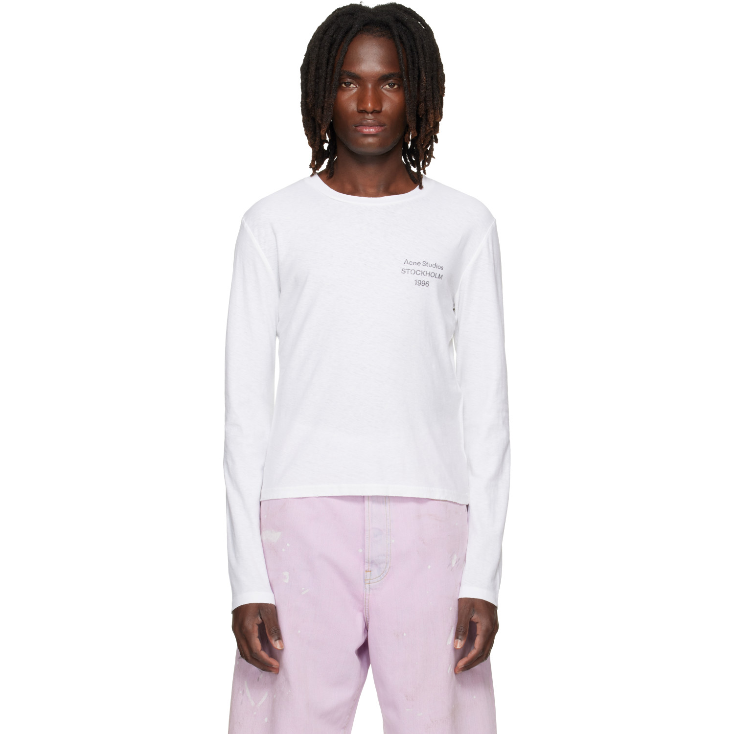 Acne Studios Off-White Distressed Logo T-shirt