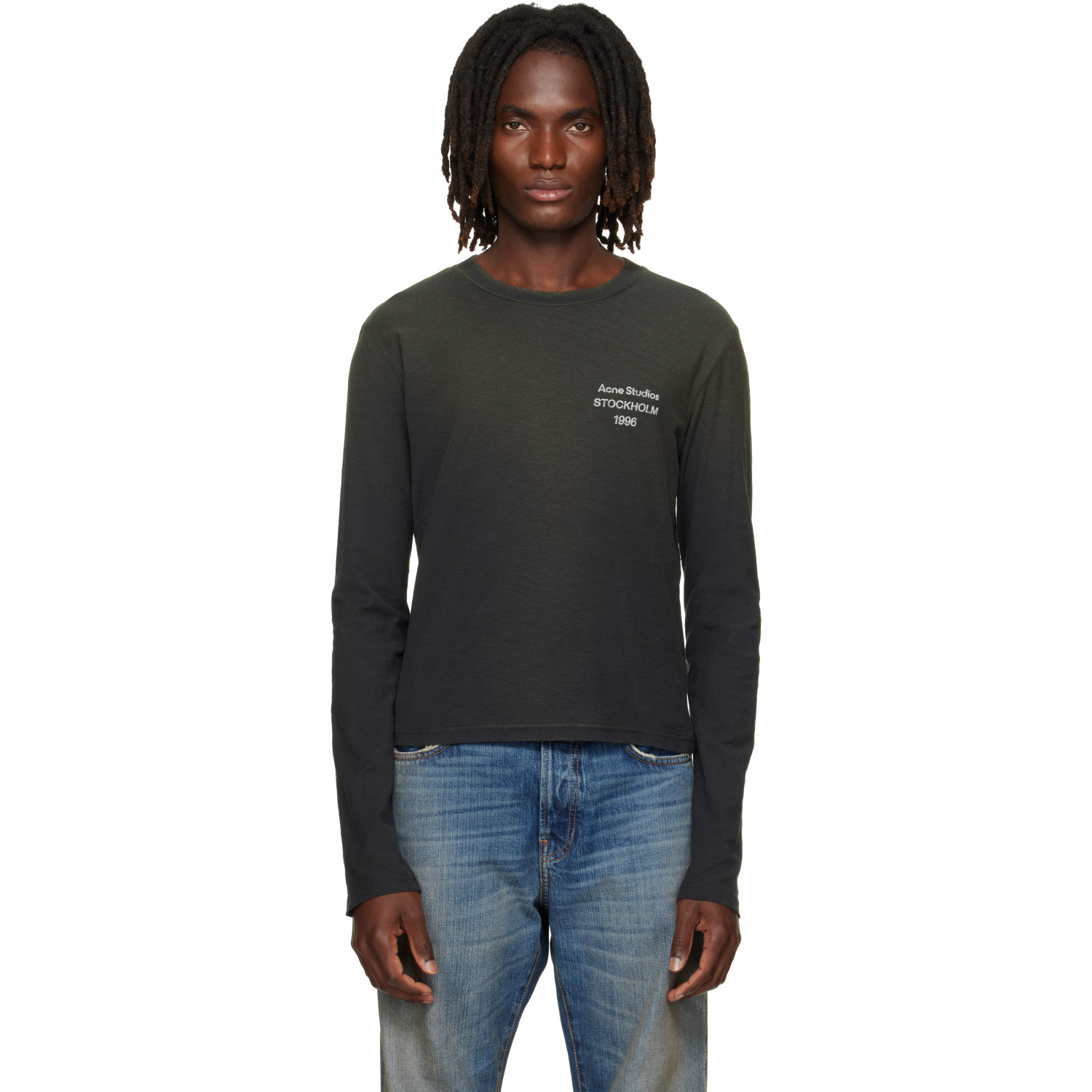 Acne Studios Black Distressed Logo T-shirt