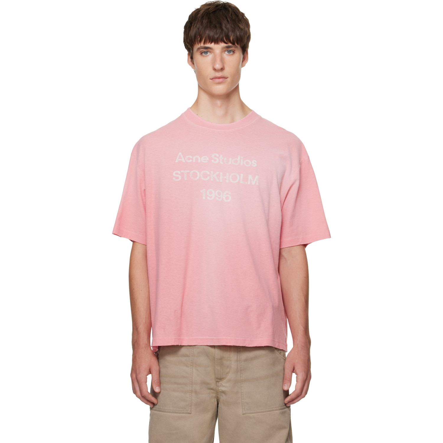 Acne Studios Pink Sprayed Logo T-shirt