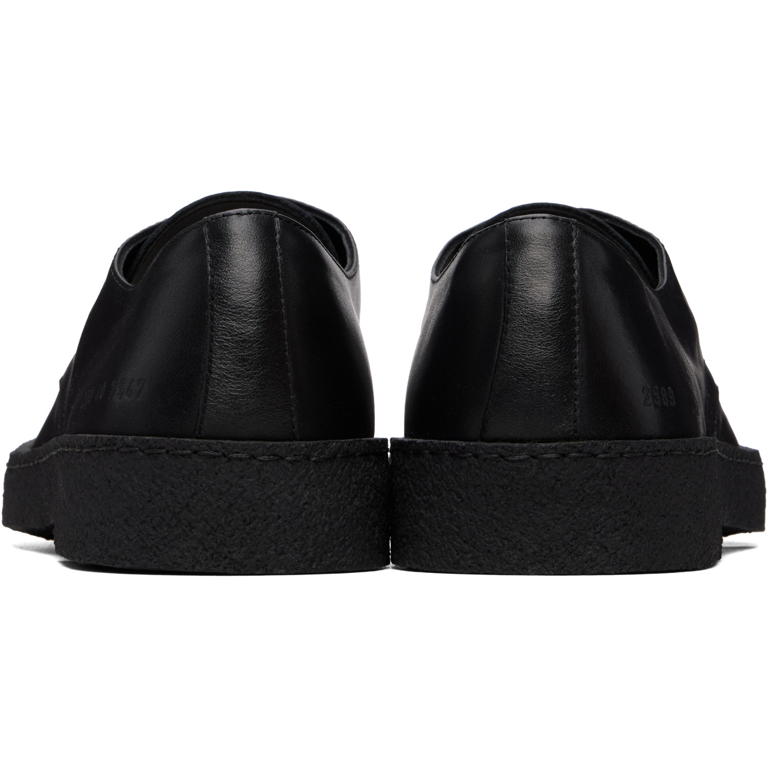 COMMON PROJECTS 블랙 가죽 고무 솔 더비