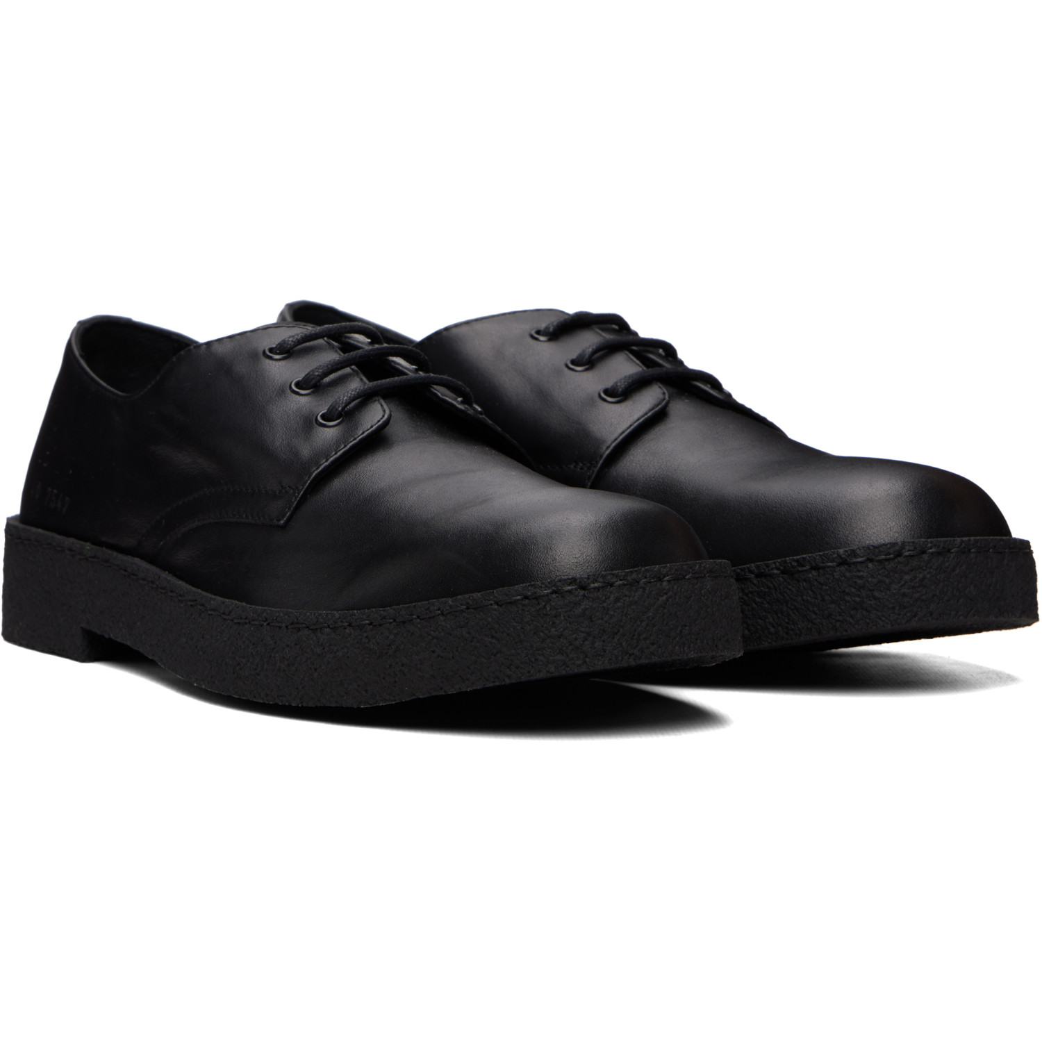 COMMON PROJECTS 블랙 가죽 고무 솔 더비