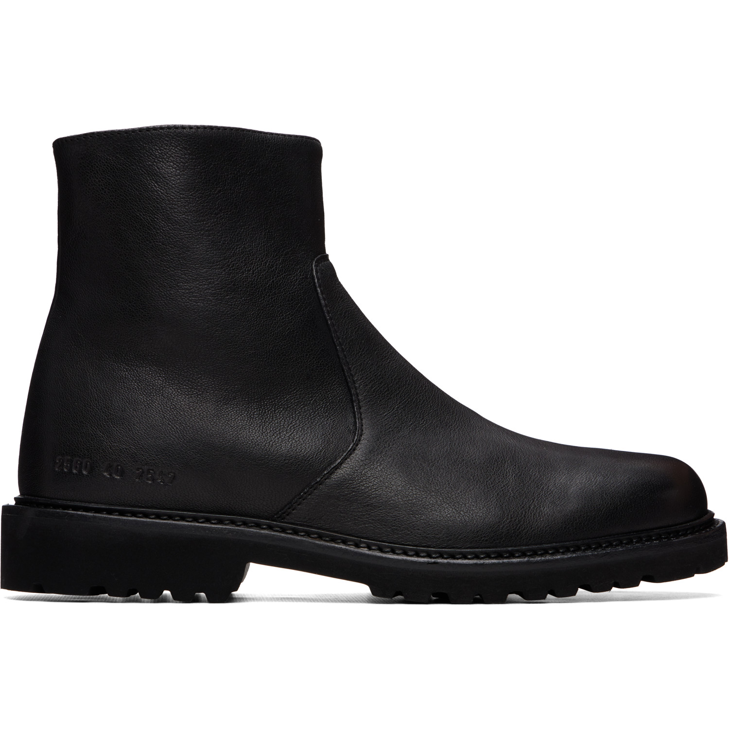 Common Projects Black Leather Piuma Zipper Boots