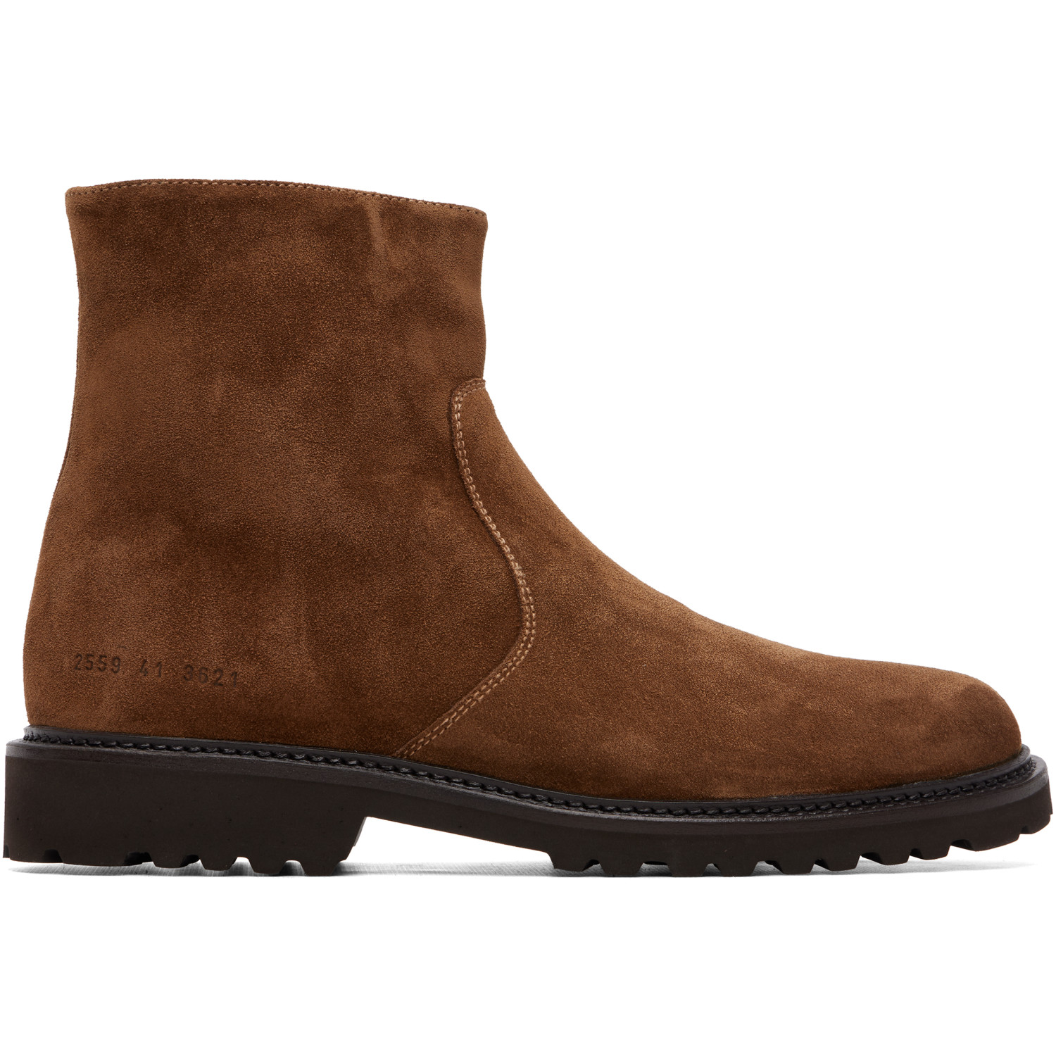 Common Projects Brown Suede Piuma Zipper Boots