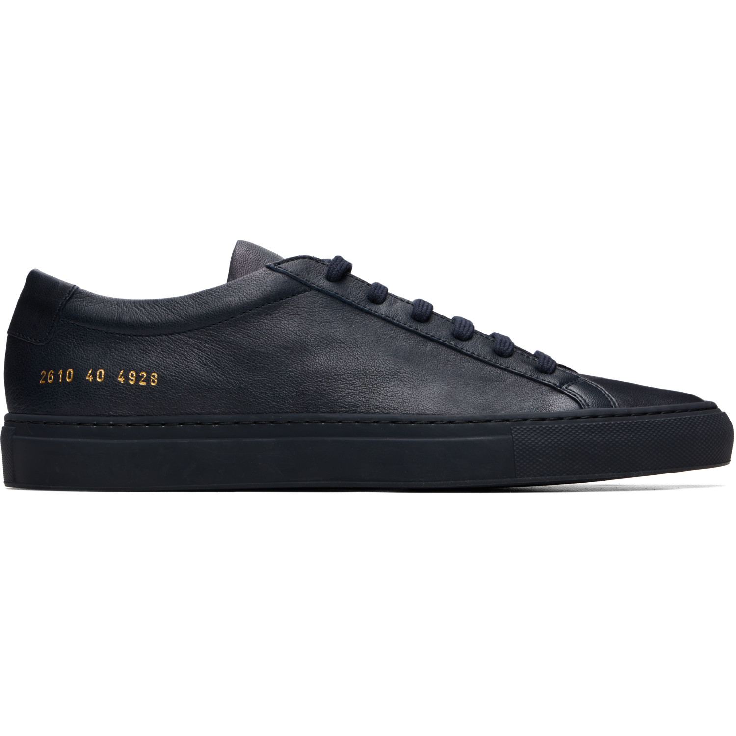 Common Projects Navy Achilles Premium Leather Sneakers