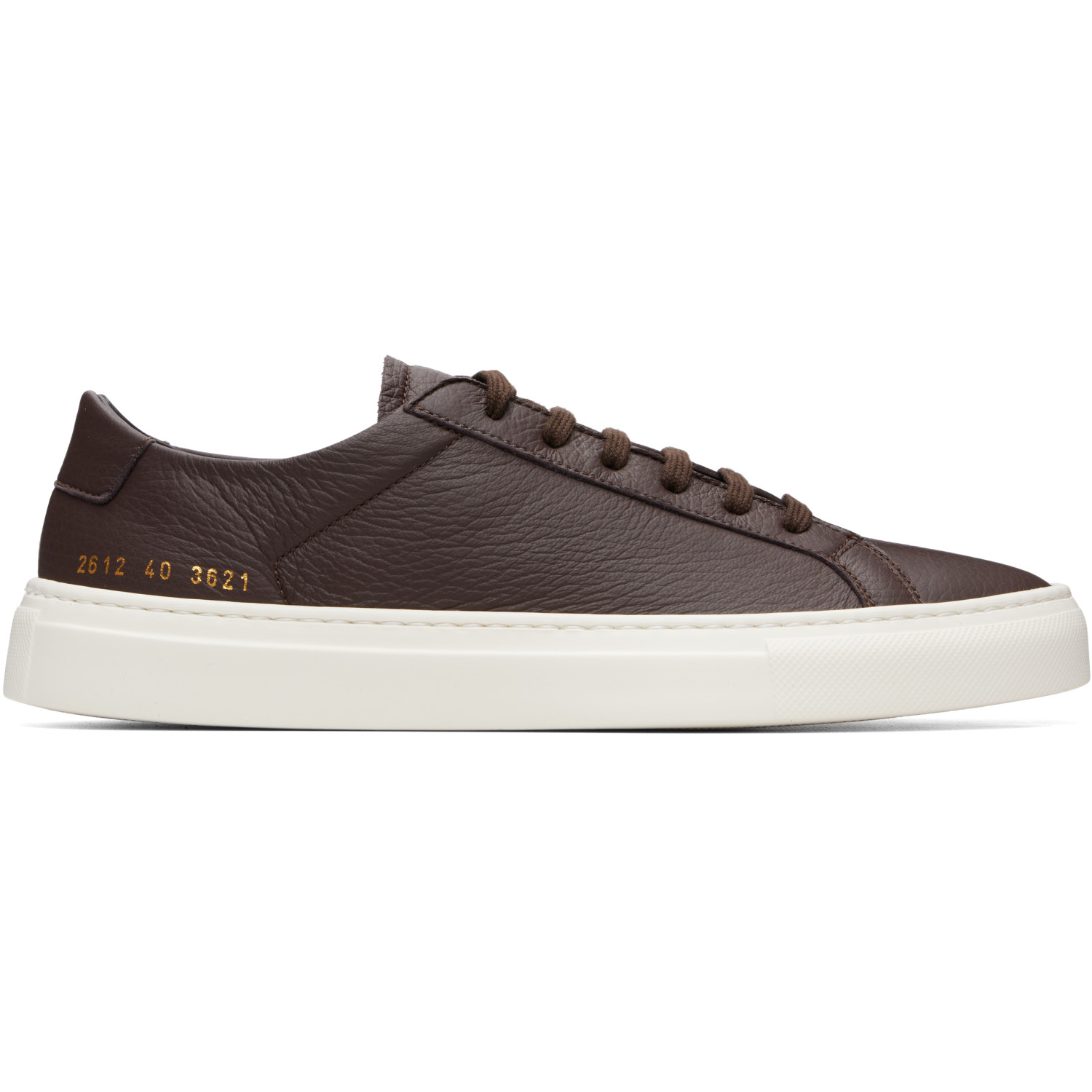 Common Projects Brown Achilles Grained Leather Sneakers