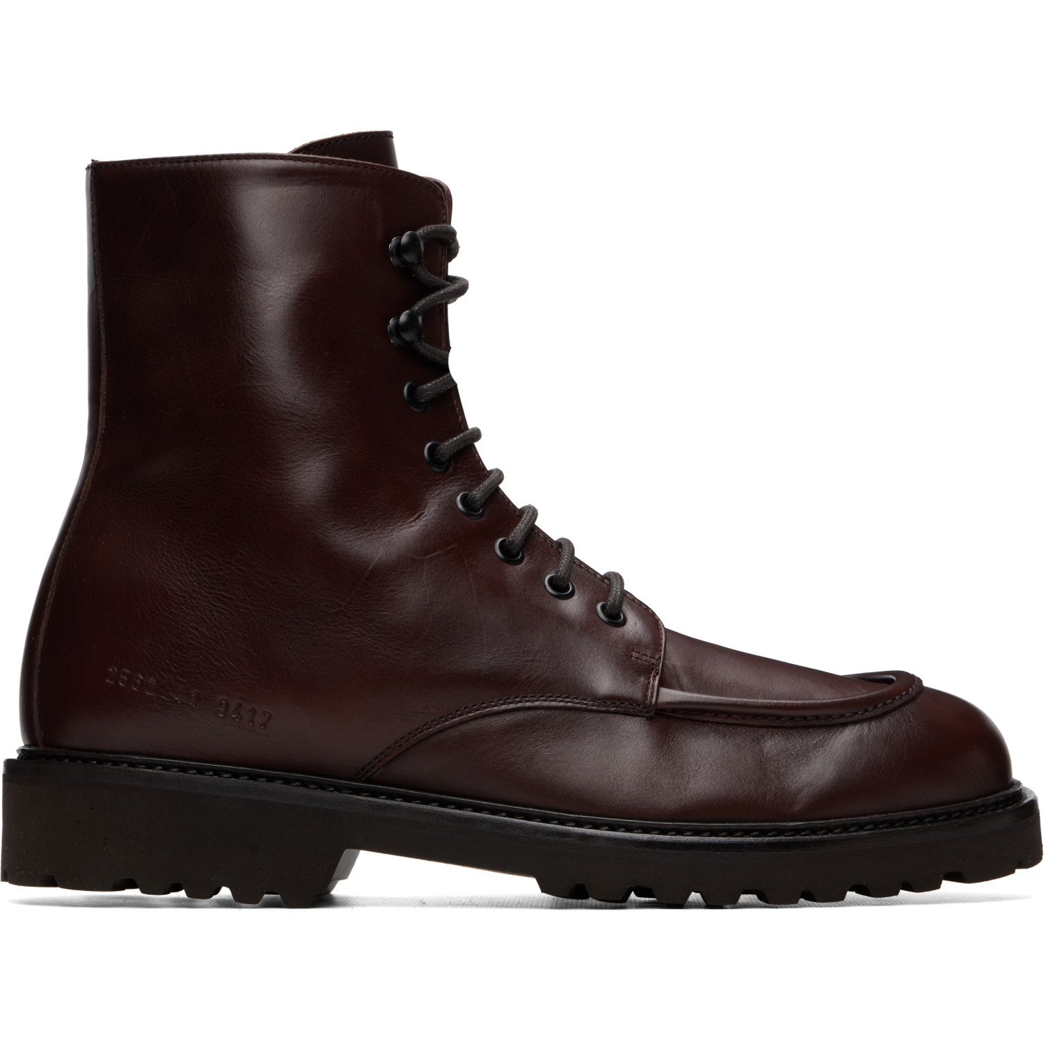 Common Projects Burgundy Buffed Leather Lace-Up Boots