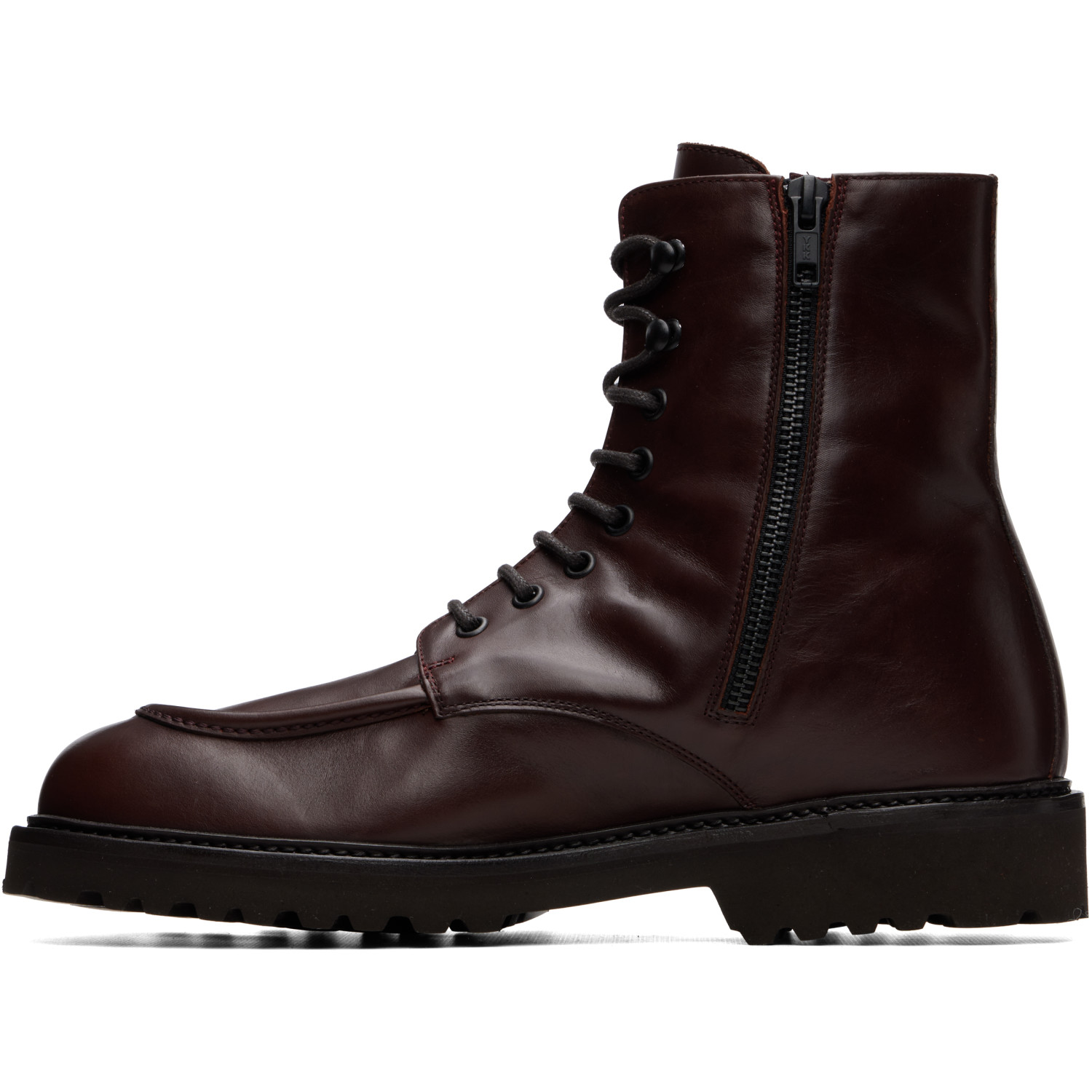 COMMON PROJECTS 버건디 버프 가죽 레이스업 부츠