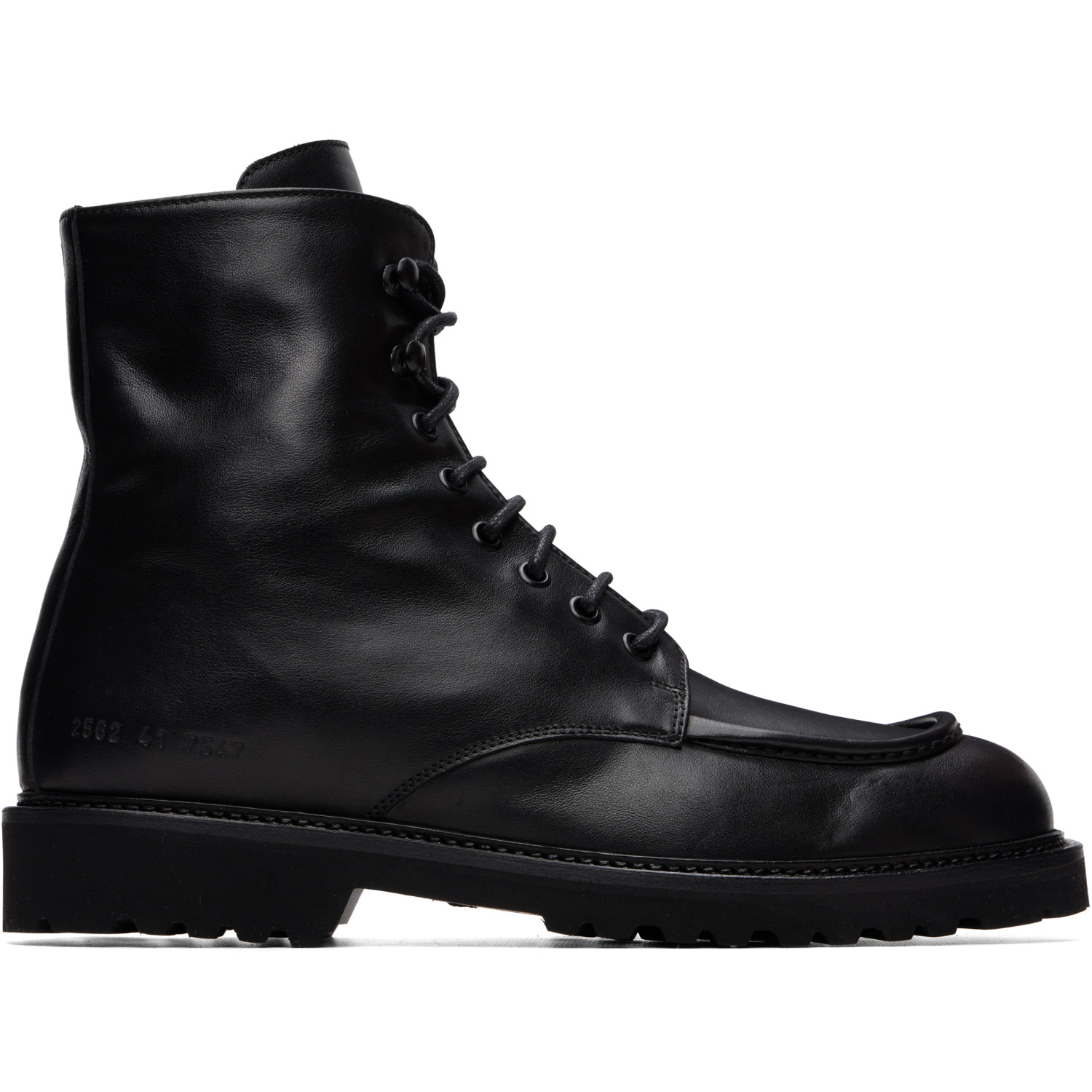 Common Projects Black Piuma Leather Lace-up Boots In Black 7547