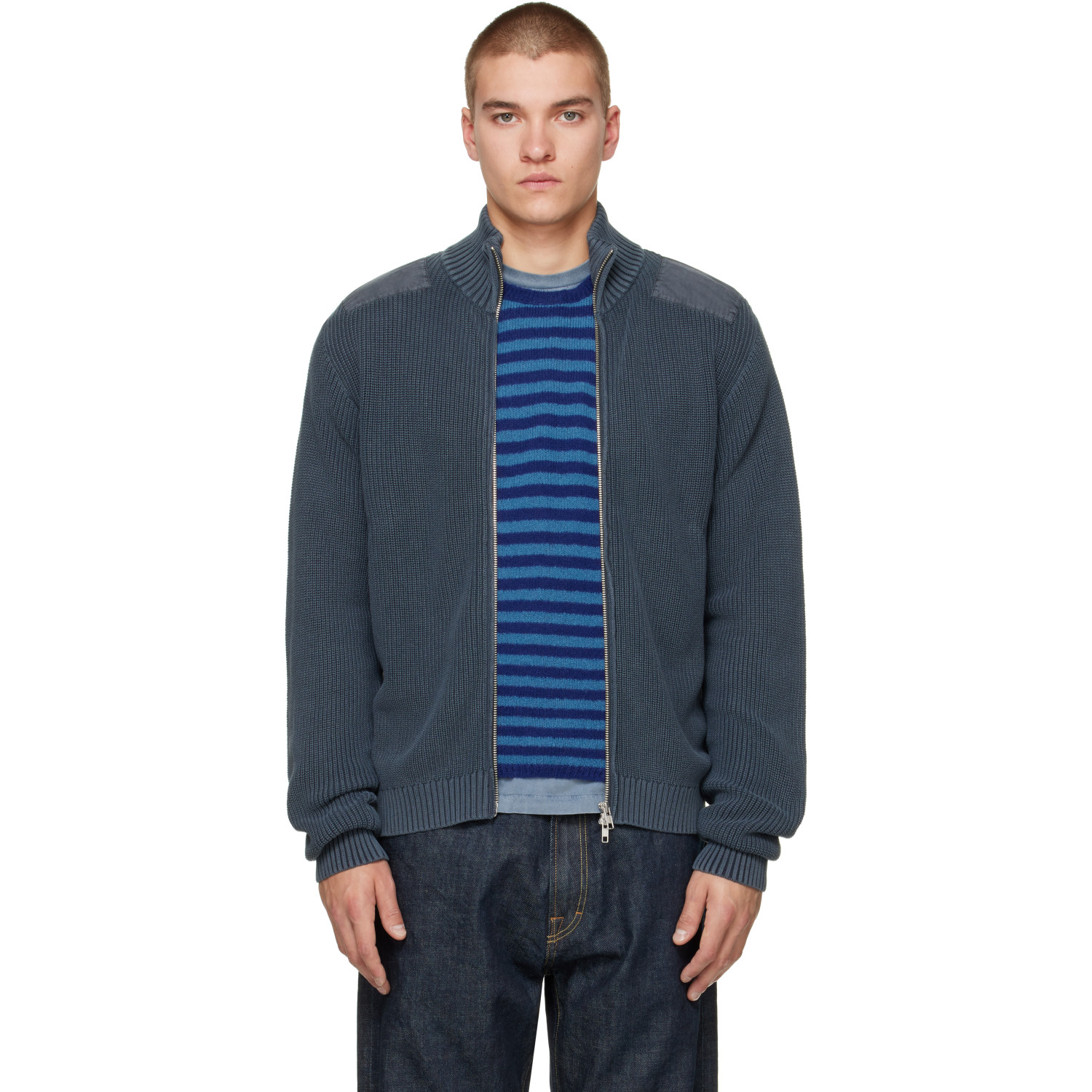 Stockholm (Surfboard) Club Gray Dyed Knitted Jacket