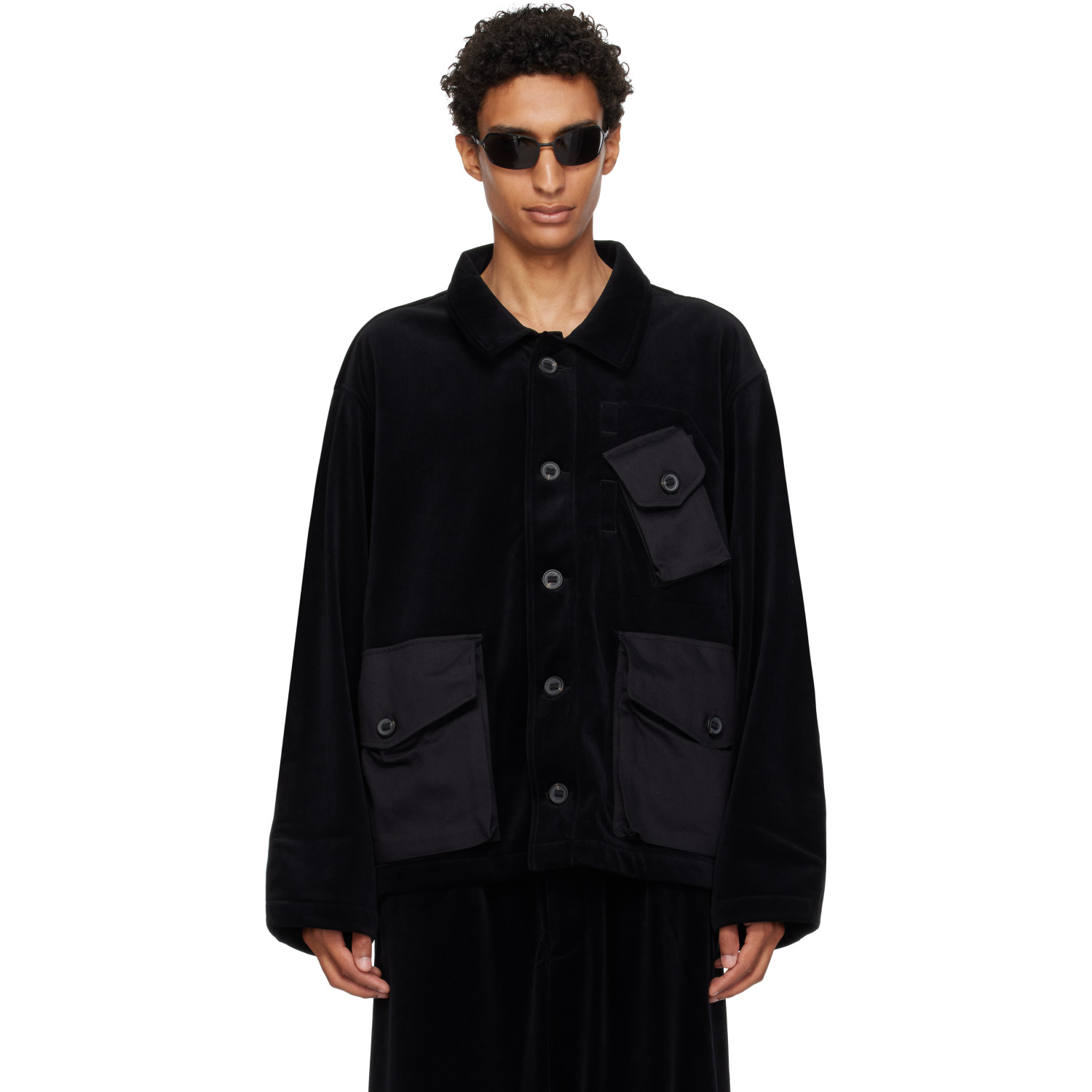 Y-3 Black Vevet Corduroy Utility Blouson Jacket