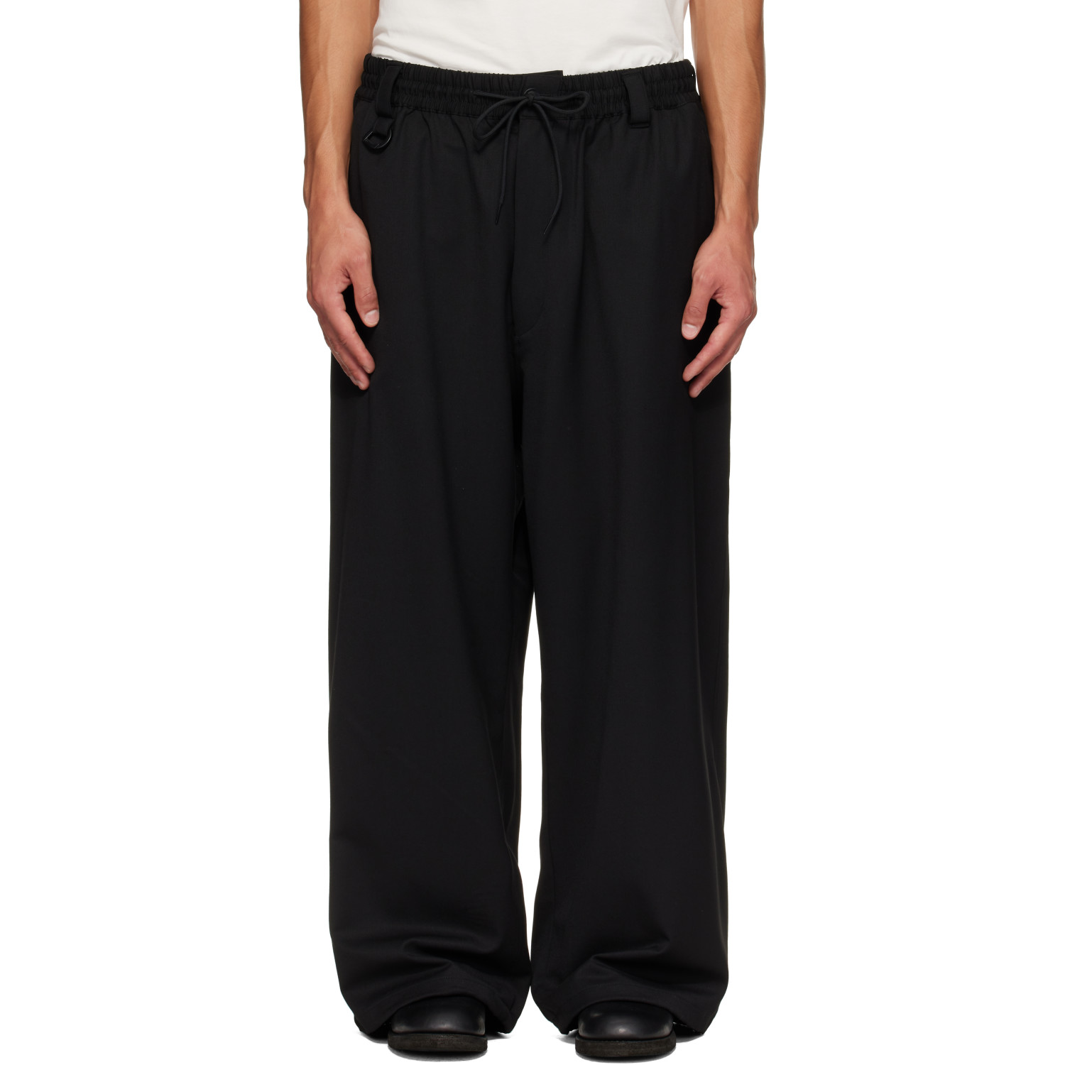 Y-3 Black Wool Straight Leg Trousers