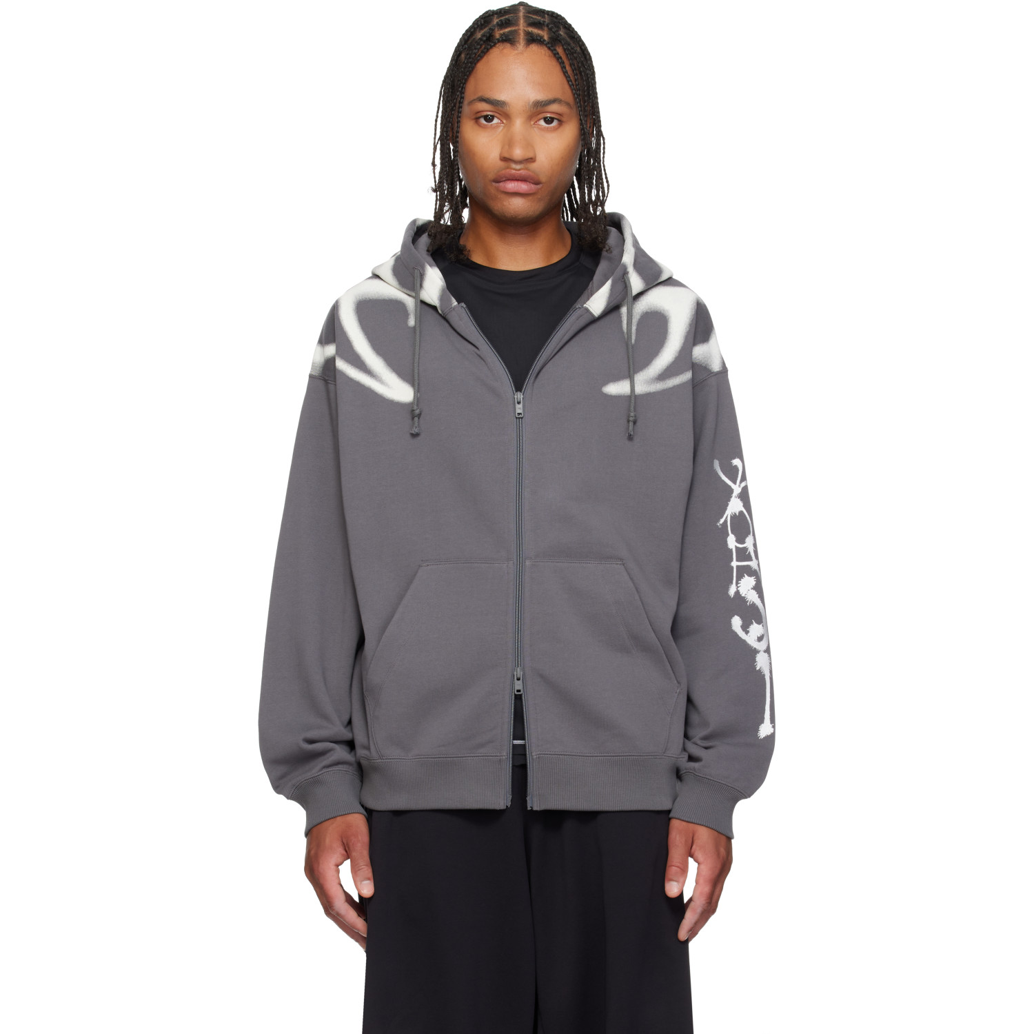 Y-3 Gray Chito Edition Graphic Zipper Hoodie