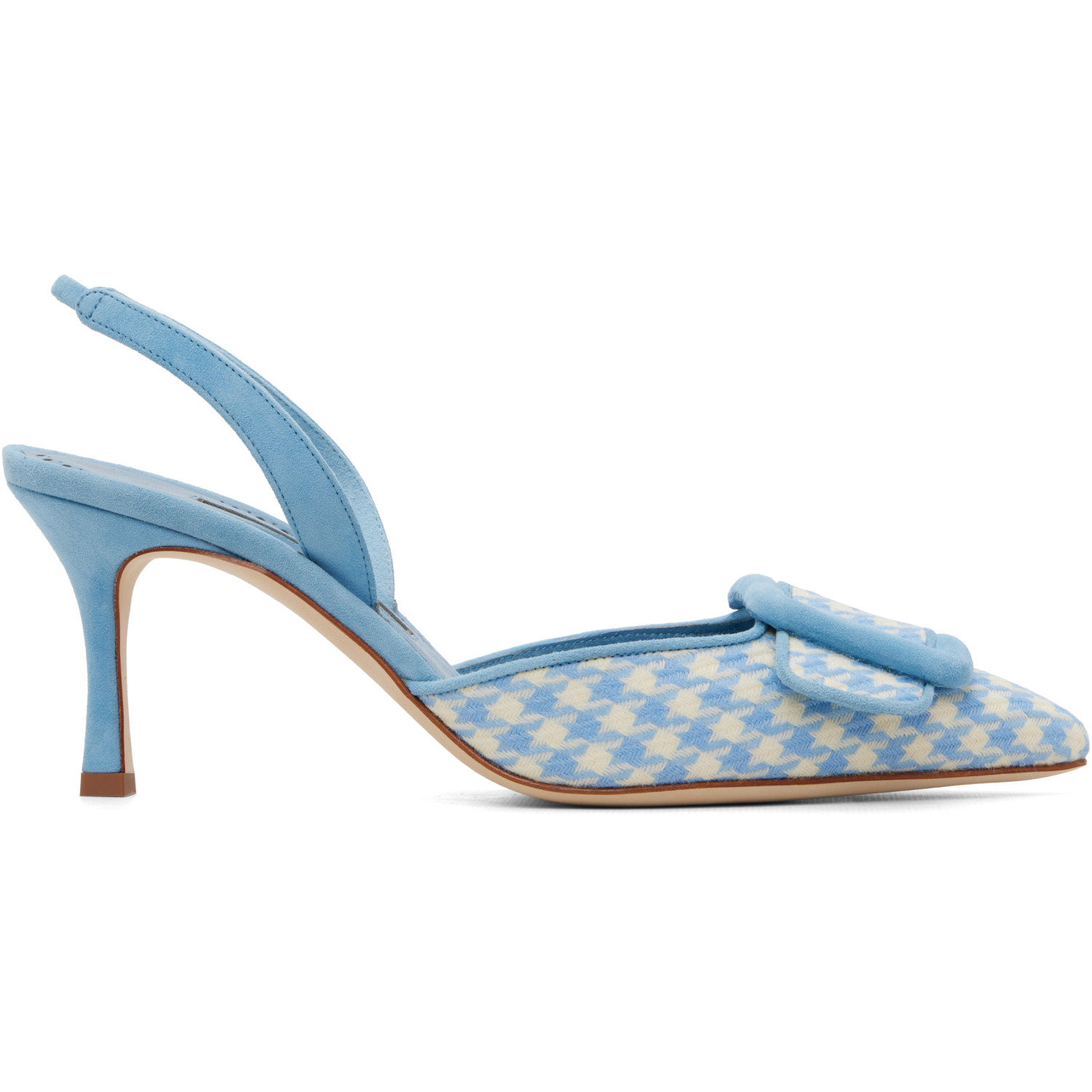 Manolo Blahnik Blue & White Mayslibi Heels
