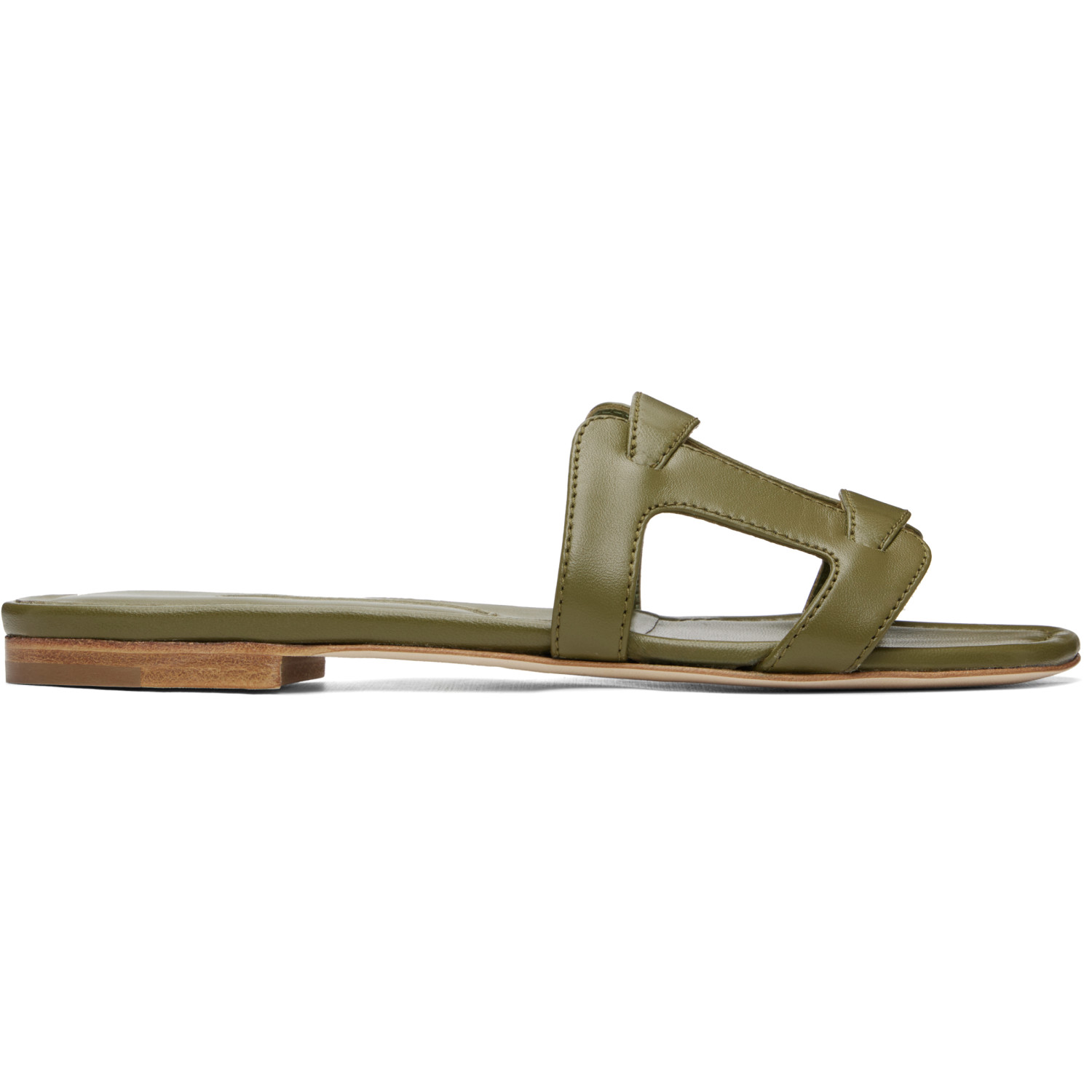 Manolo Blahnik Brown Grellanuflat Nappa Leather Flat Sandals