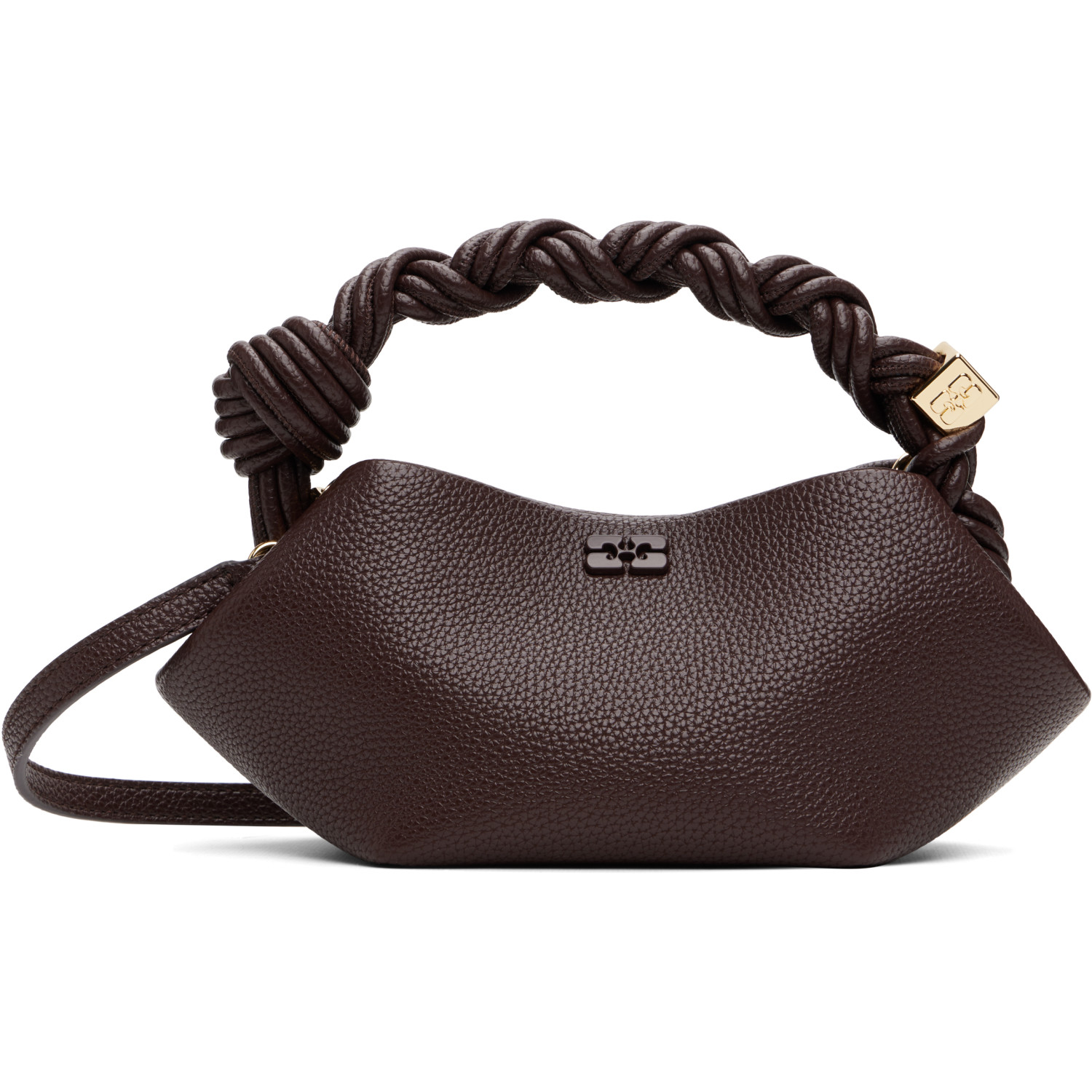 GANNI Brown Grained Mini Bou Bag