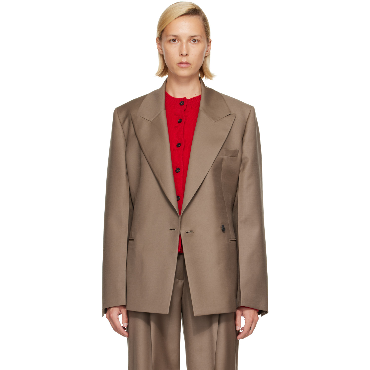 Róhe Taupe Hourglass Shaped Blazer