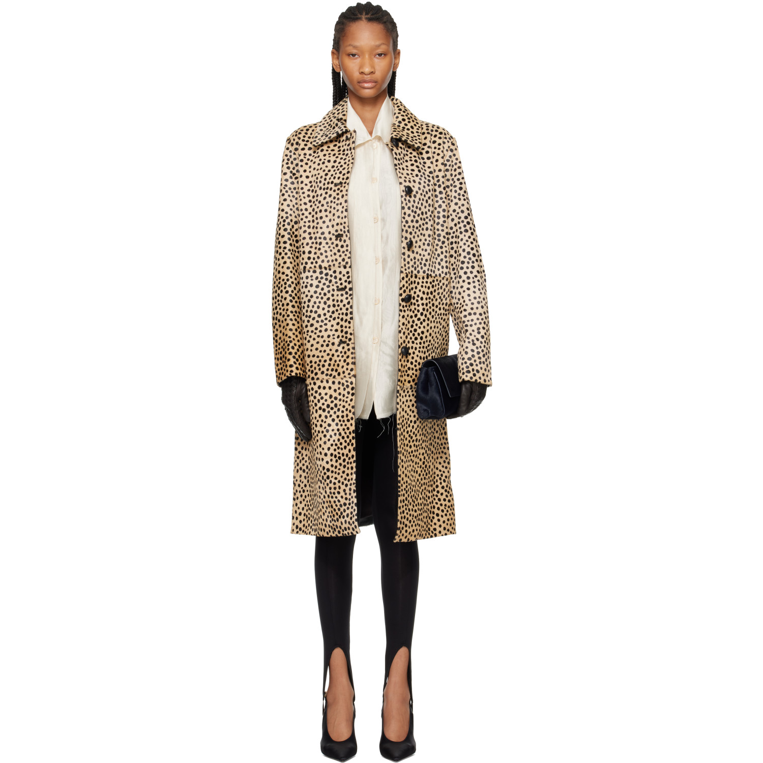 Róhe Tan Cheetah Pony Hair Coat