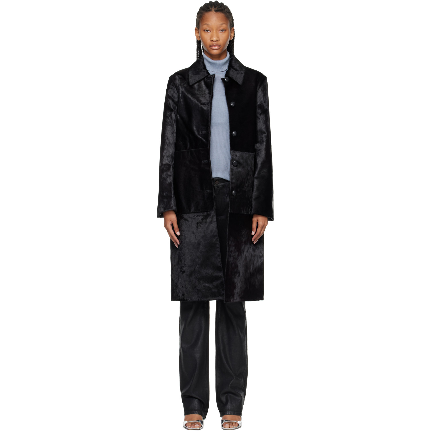 Róhe Black Pony Hair Coat