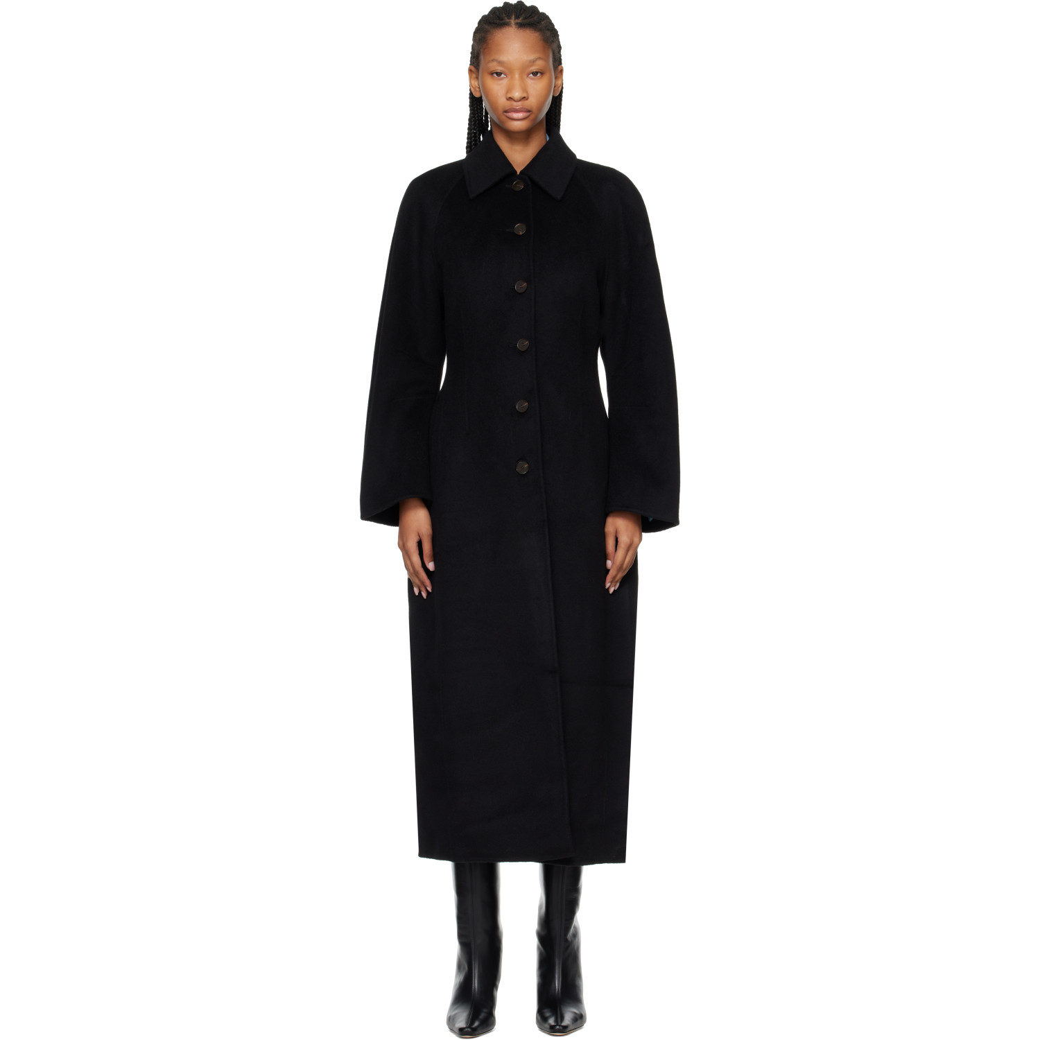 Róhe Black Double-Faced Elongated Sculptural Coat