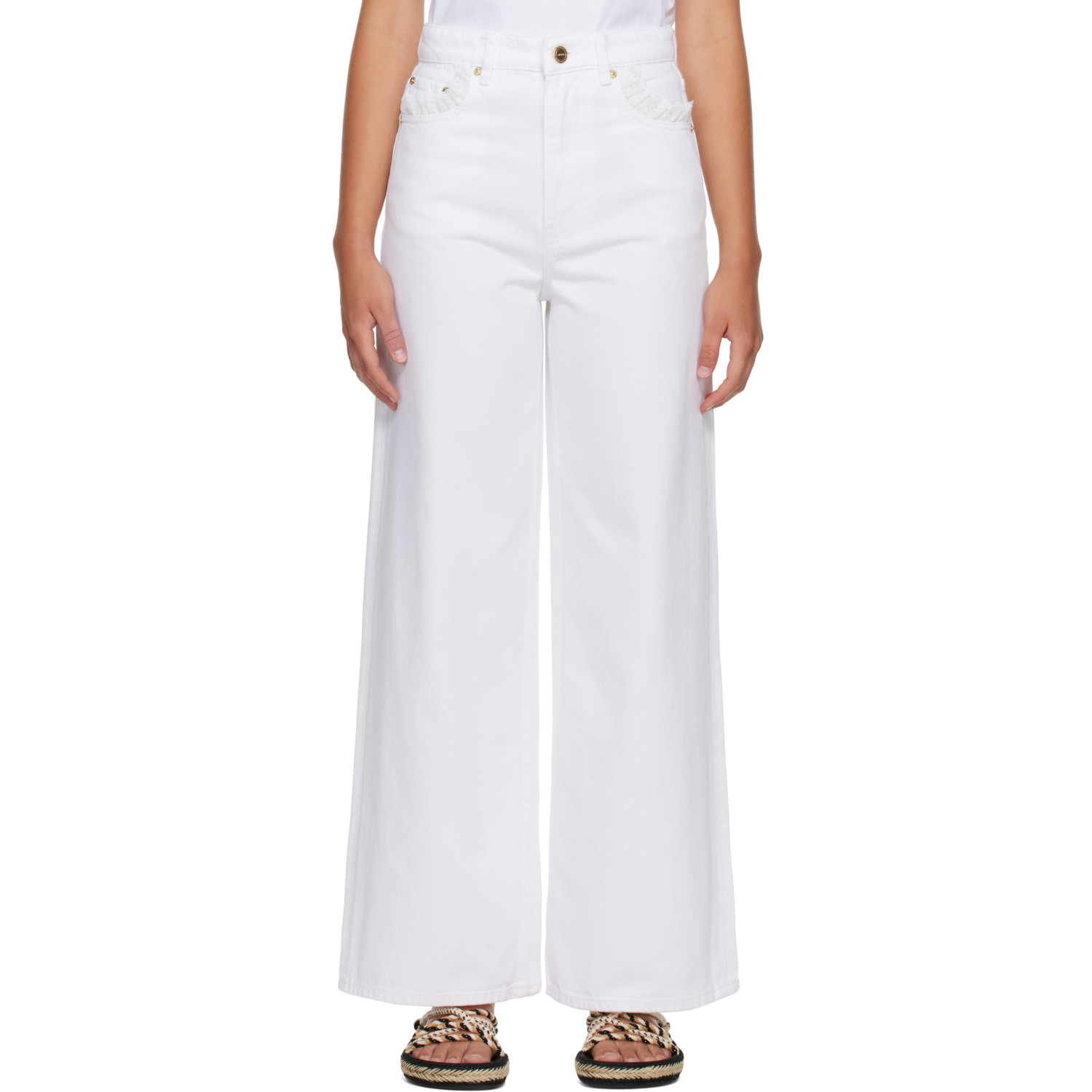 GANNI White Lari Straight Jeans