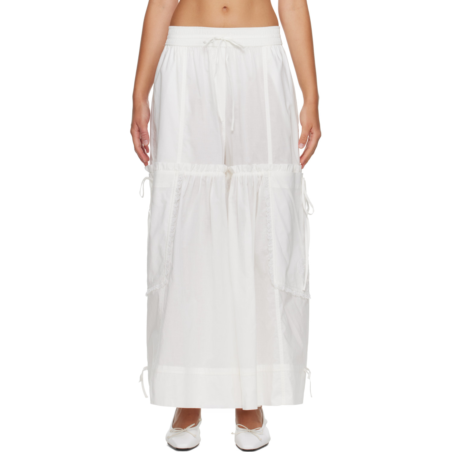 GANNI White Cotton Trousers