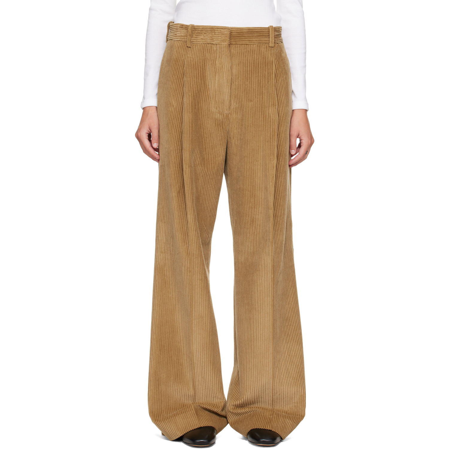 Róhe Beige Ted Lower Waist Corduroy Trousers