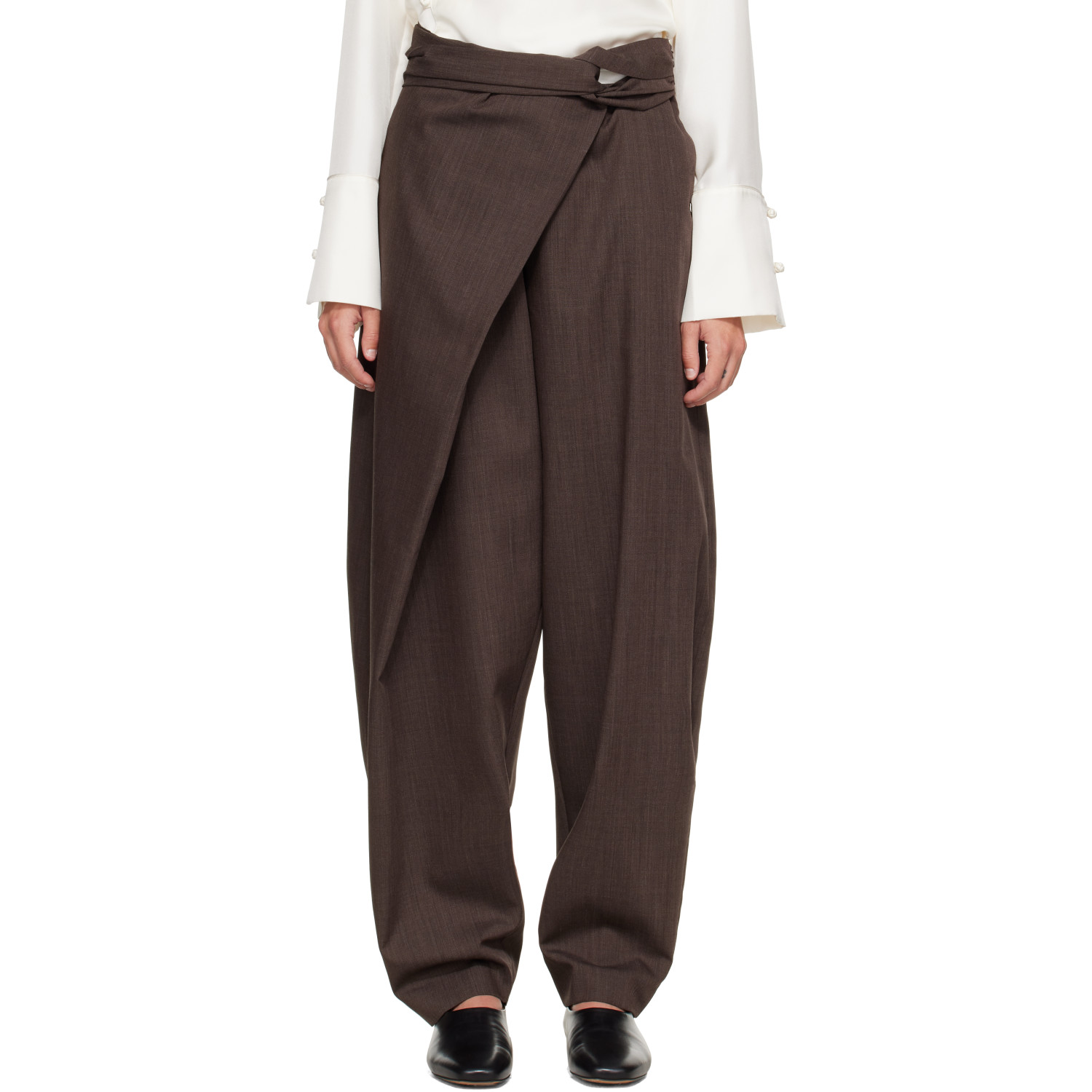 Róhe Brown Sarong Knot Trousers