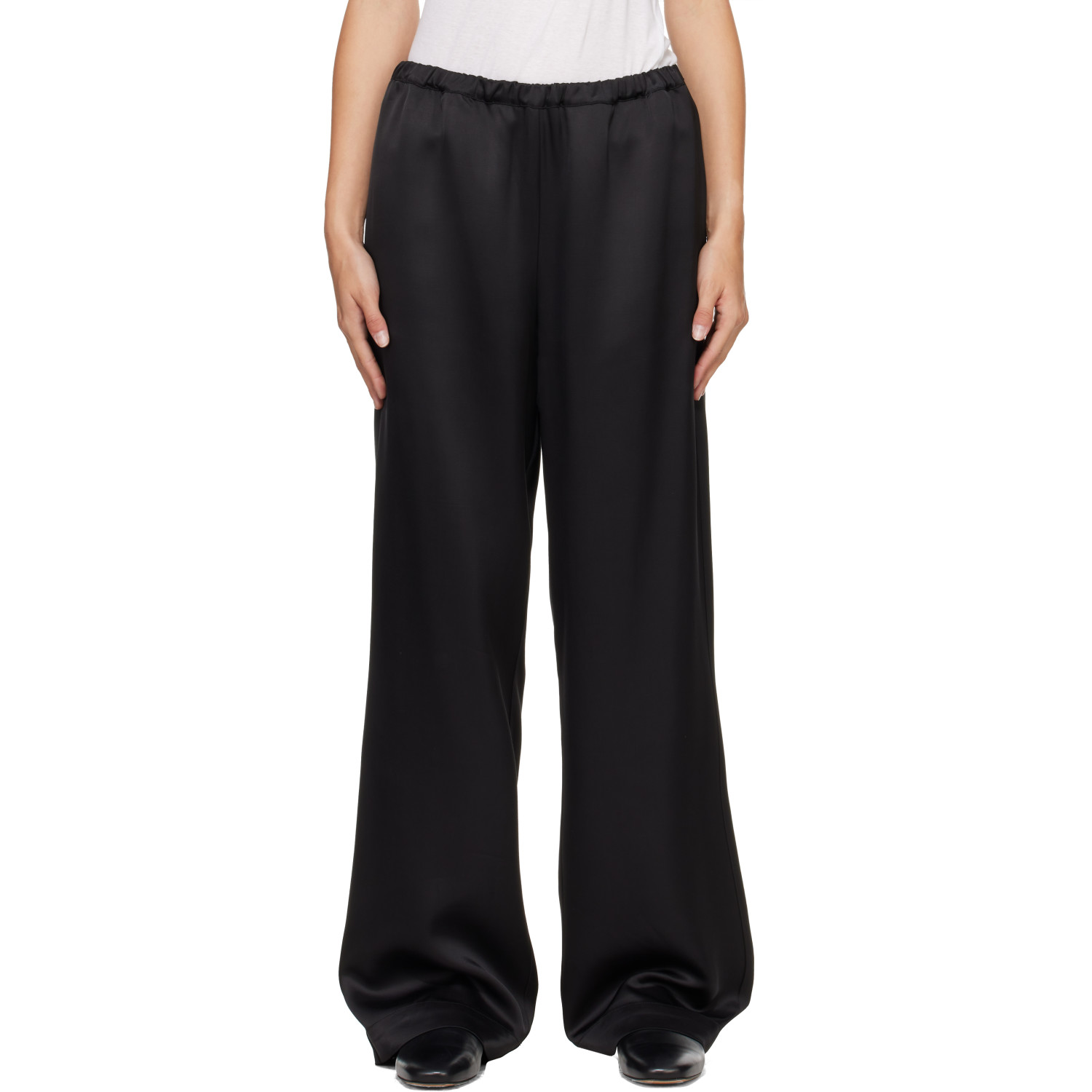 Róhe Black Relaxed Fit Satin Trousers