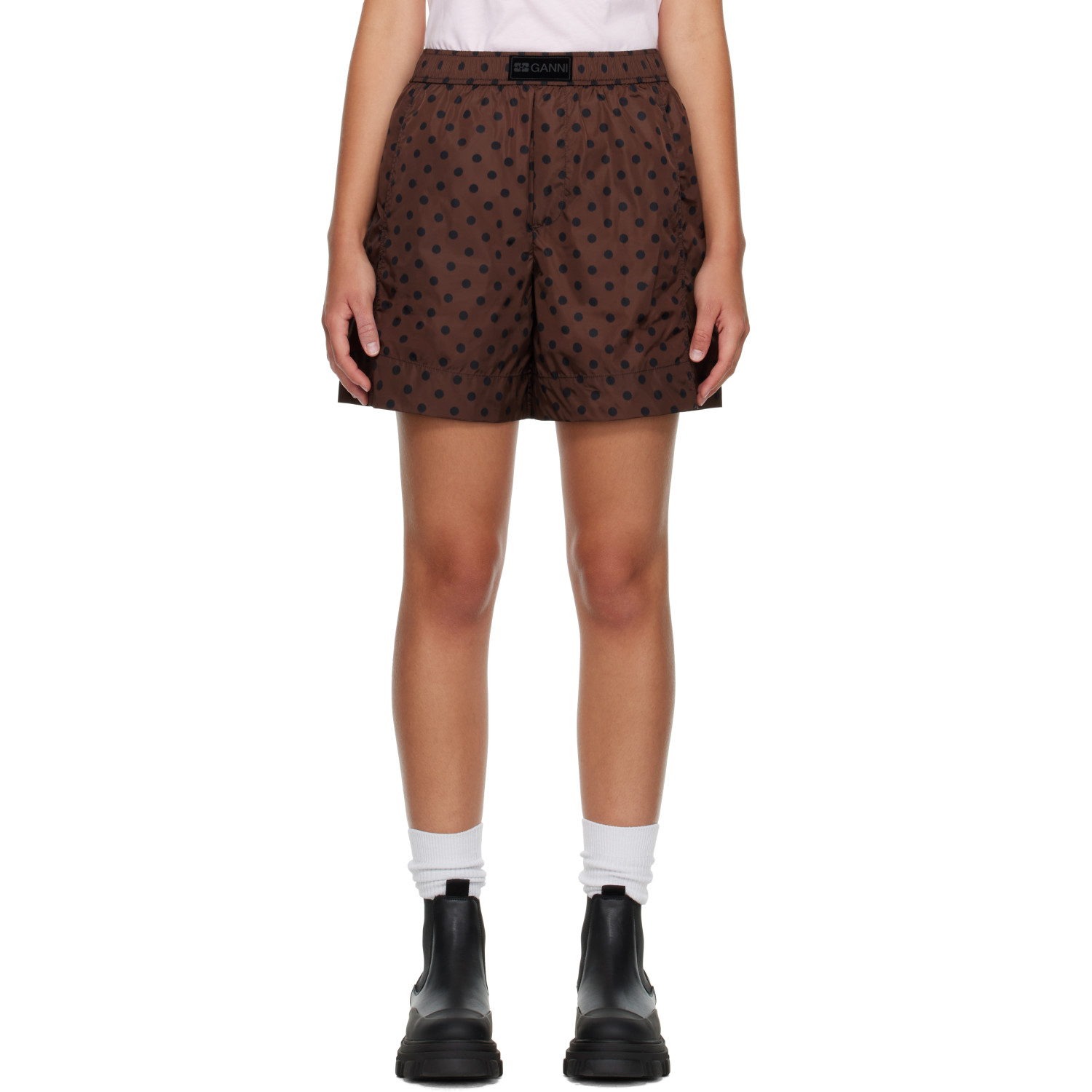 GANNI Brown Printed Flyweight Nylon Boxer Shorts