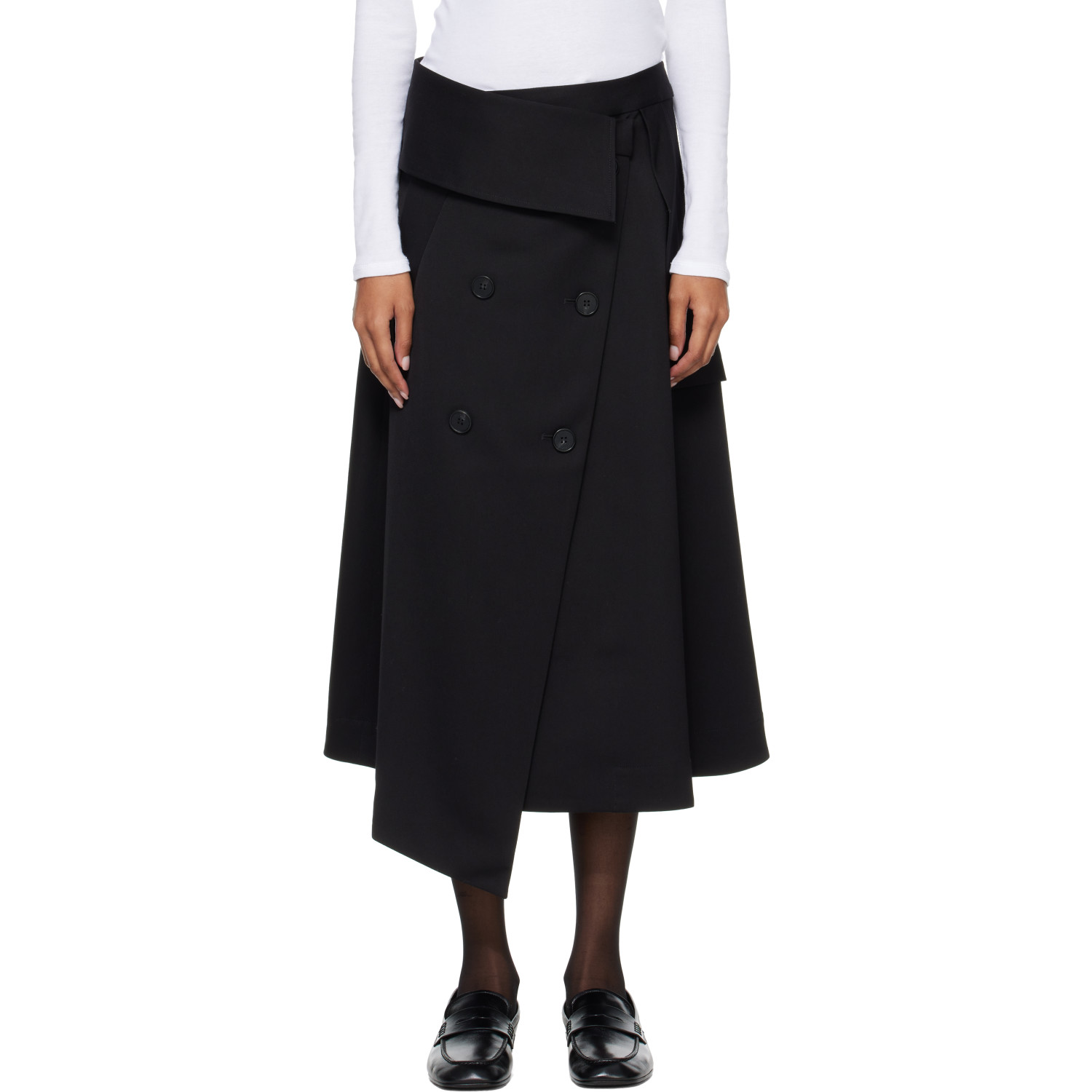 Róhe Black Deconstructed Trench Midi Skirt