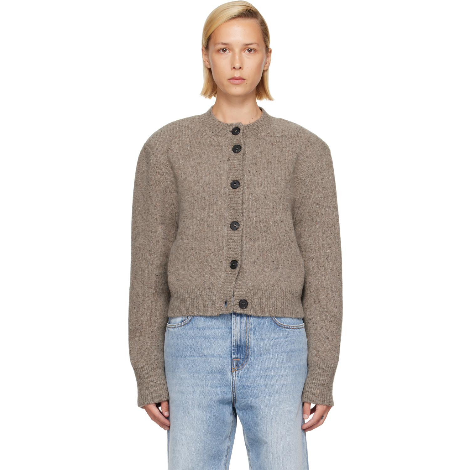 Róhe Taupe Statement Mouliné Cardigan