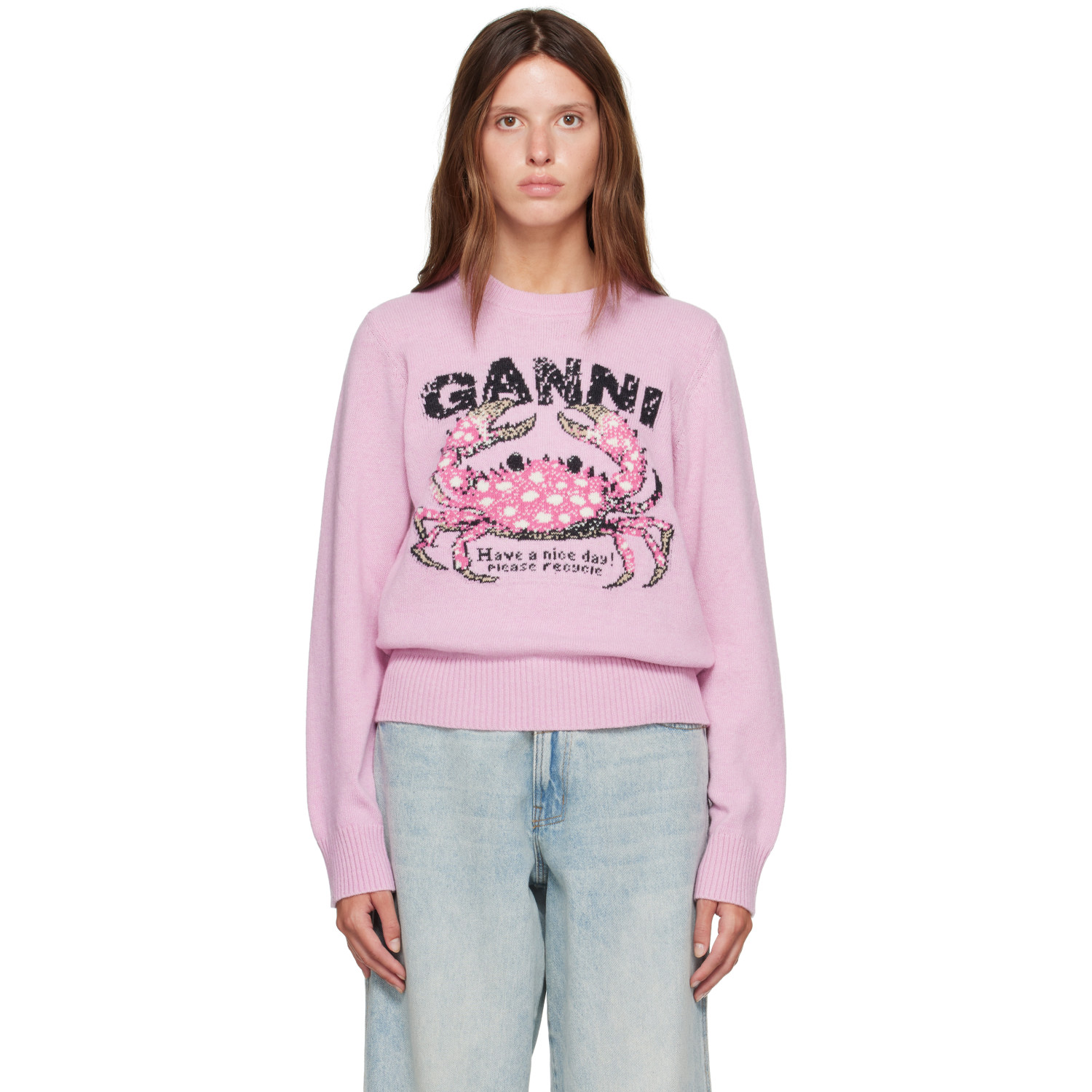 GANNI Pink Crab Sweater