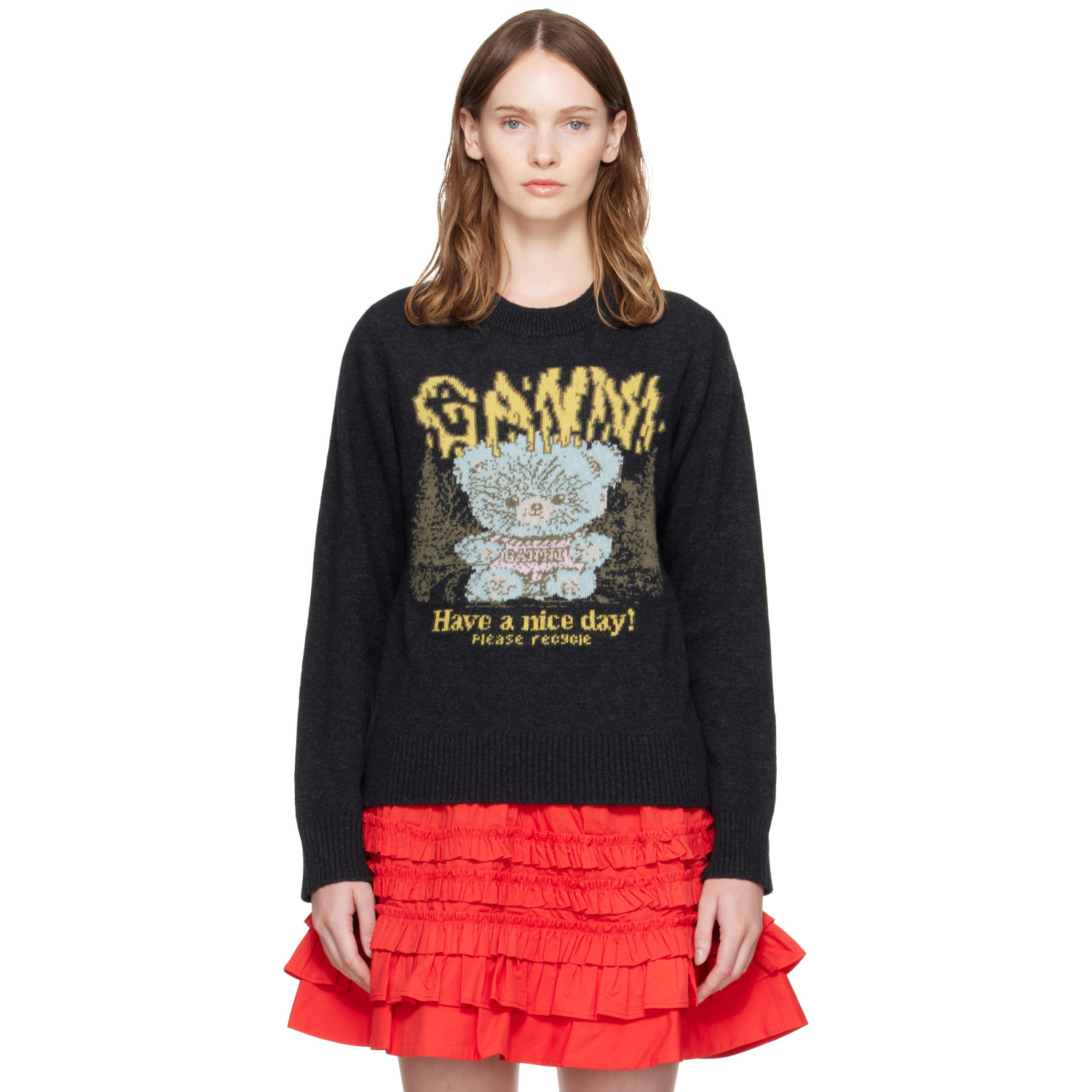 GANNI Black Forest Teddy Wool Sweater