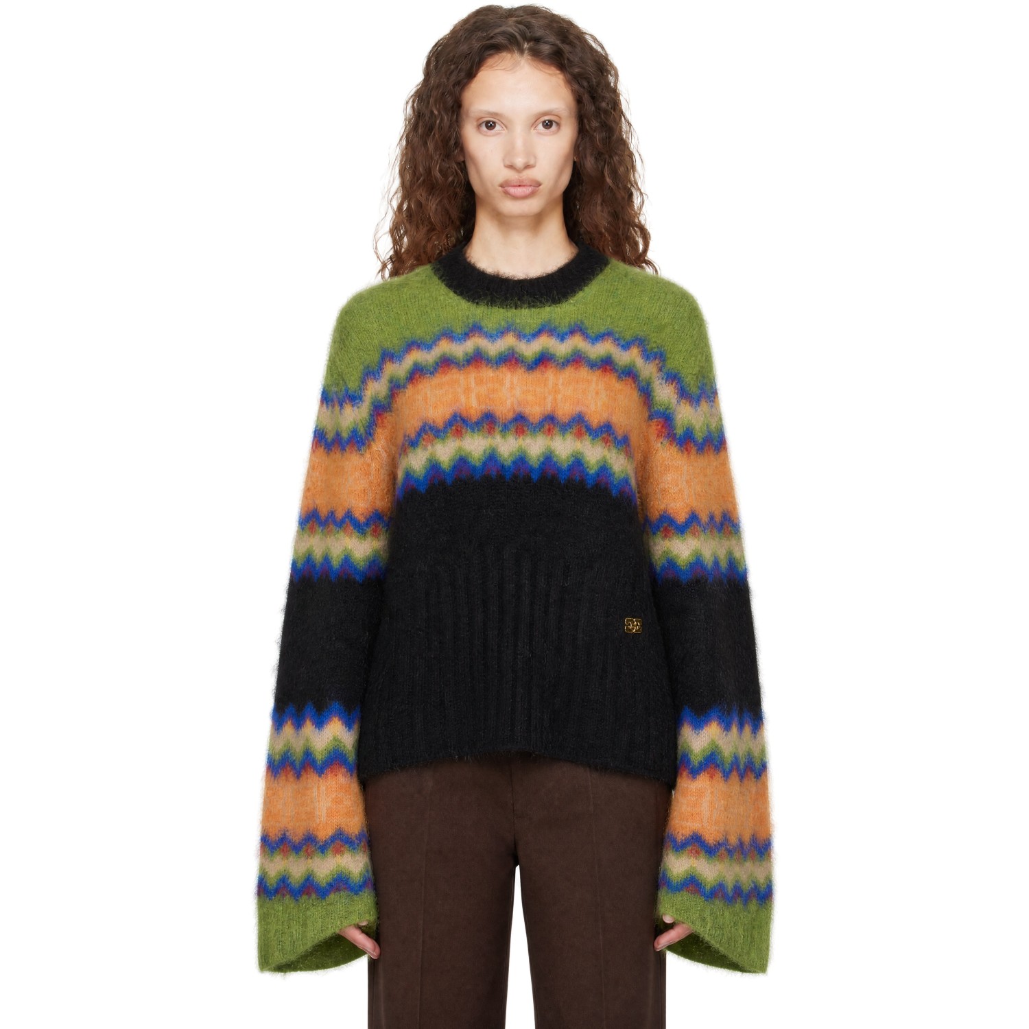 GANNI Green Fairisle Alpaca Sweater