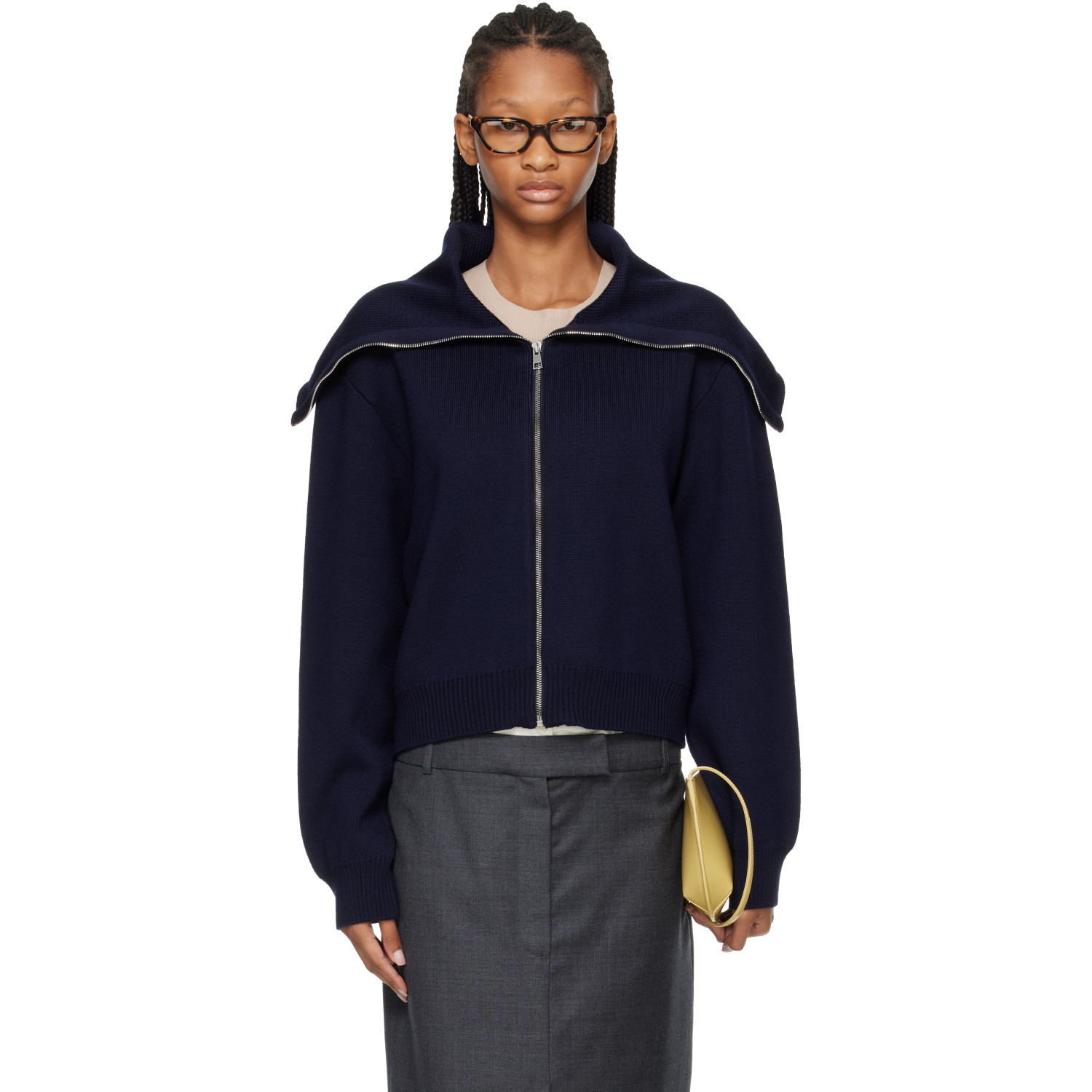 Róhe Navy Sailor Zip Cardigan