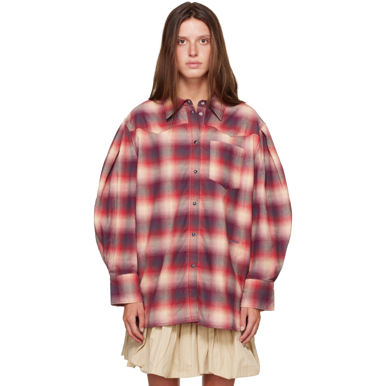 GANNI Red Check Flannel Shirt