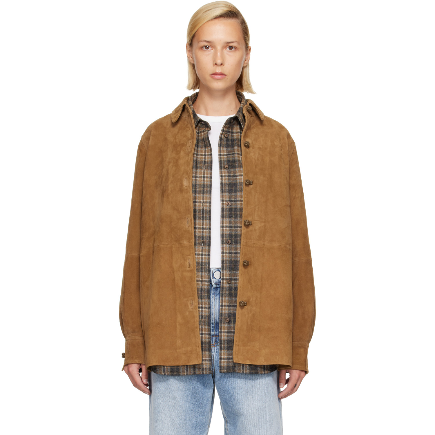 Róhe Brown Suede Pankou Overshirt